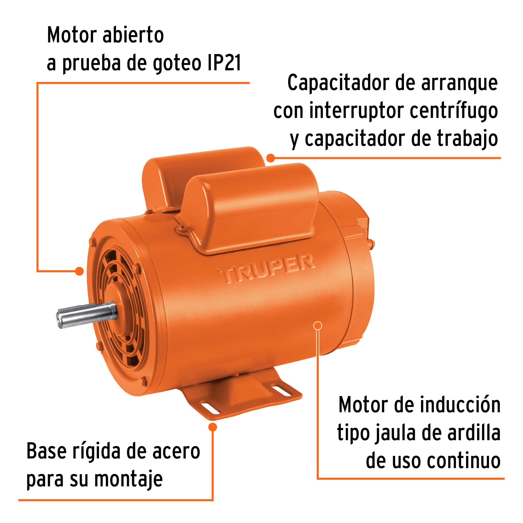 Motor monofásico de 1 1/2 HP, baja, Truper