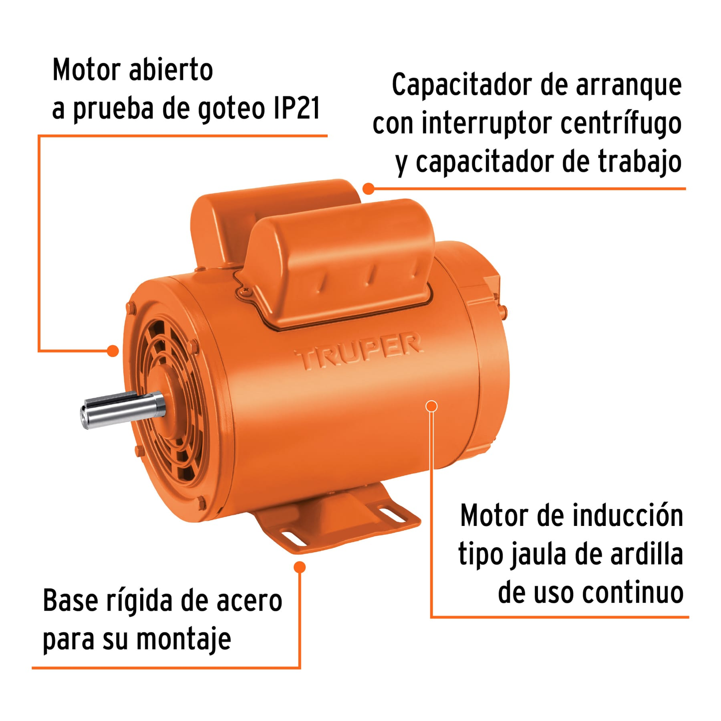 Motor monofásico de 1 1/2 HP, alta, Truper