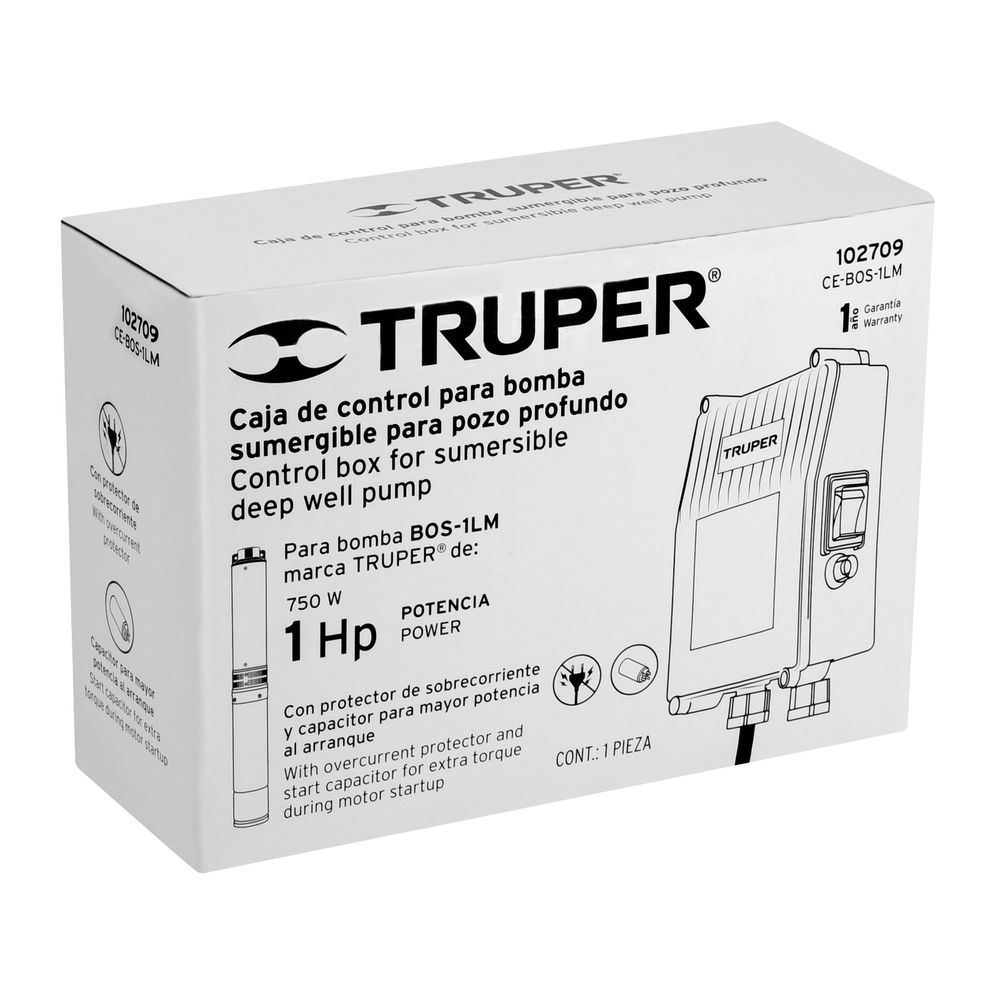 Caja de control para bomba tipo bala 1 HP, Truper