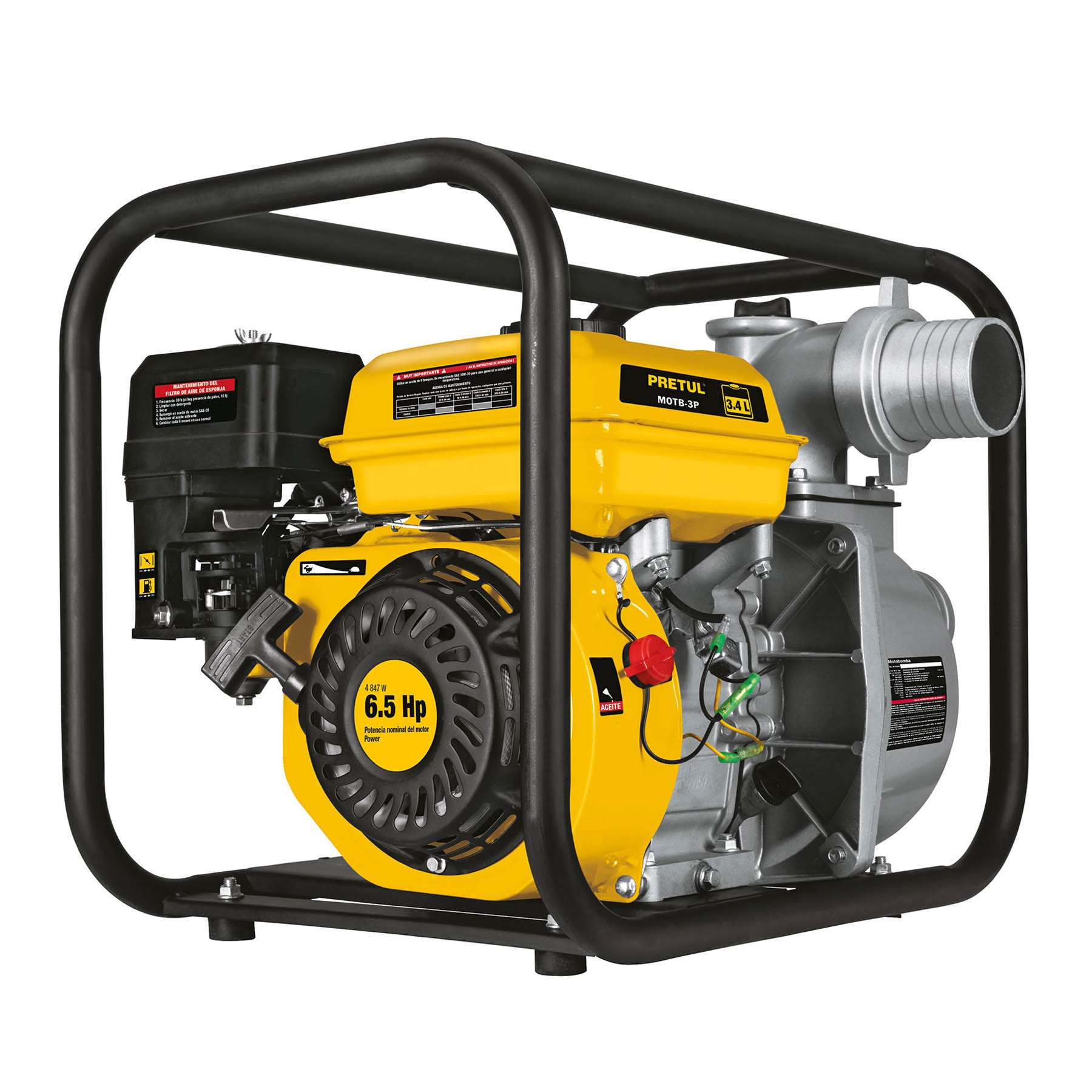 Motobomba 3' de salida, 6.5 HP, Pretul