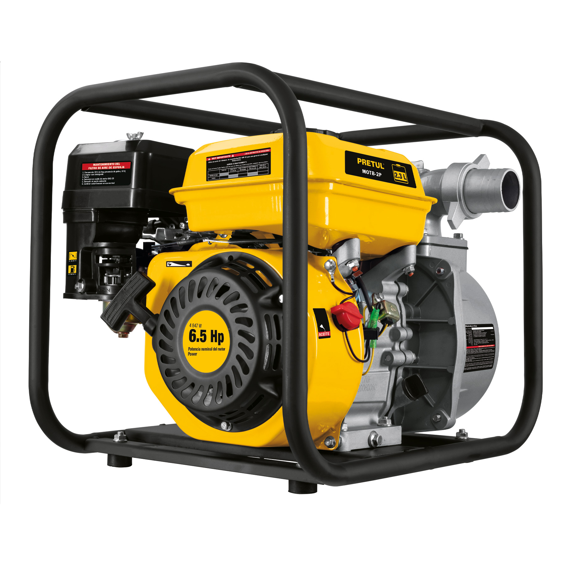 Motobomba 2' de salida, 6.5 HP, Pretul