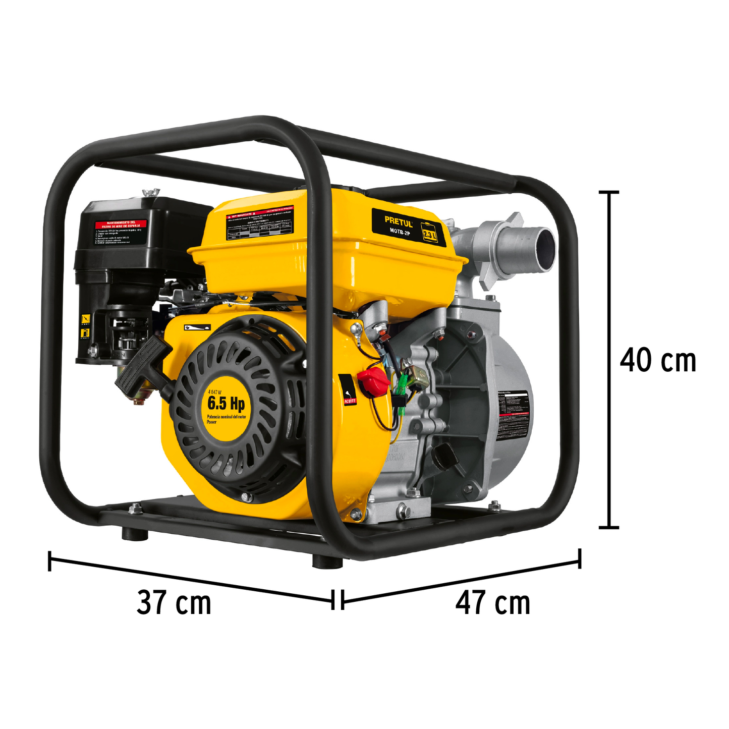 Motobomba 2' de salida, 6.5 HP, Pretul