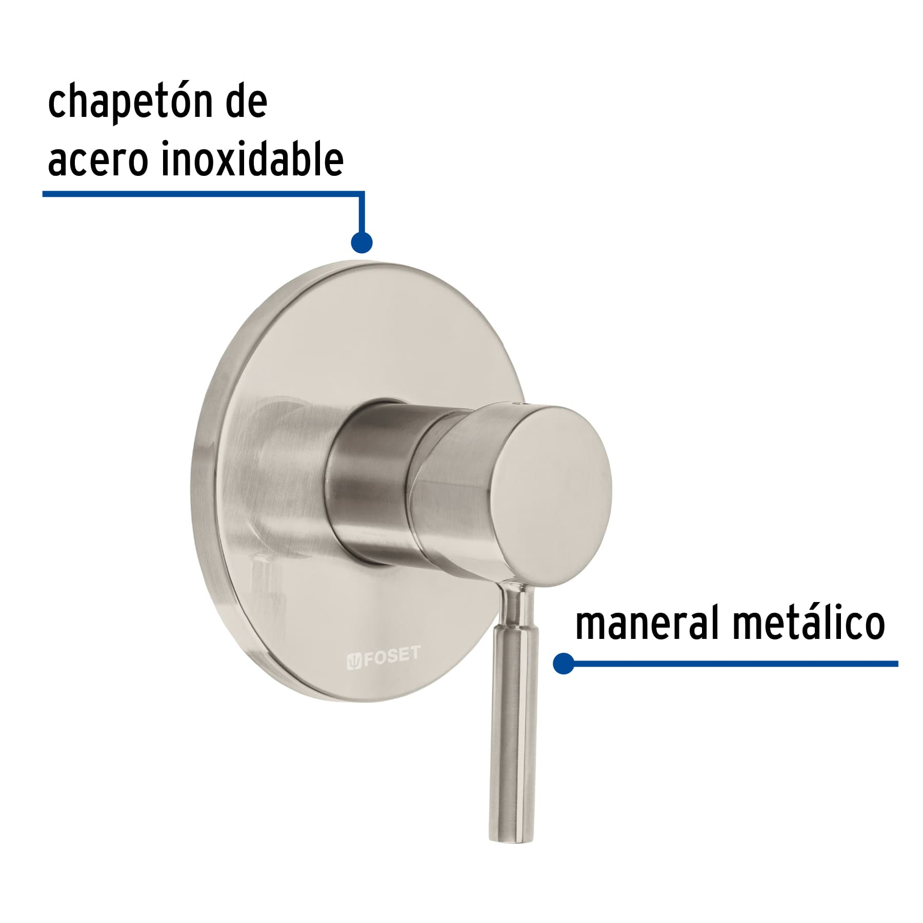 Monomando para regadera, satín, Foset