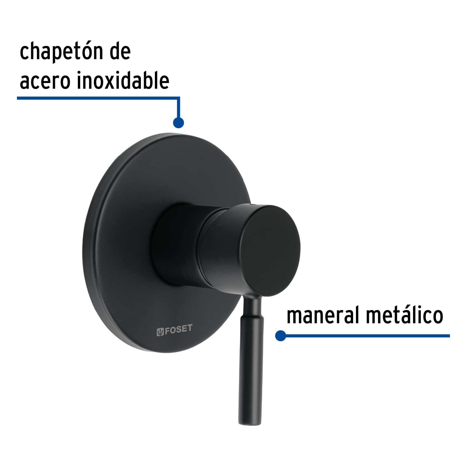 Monomando para regadera, negro mate, Foset