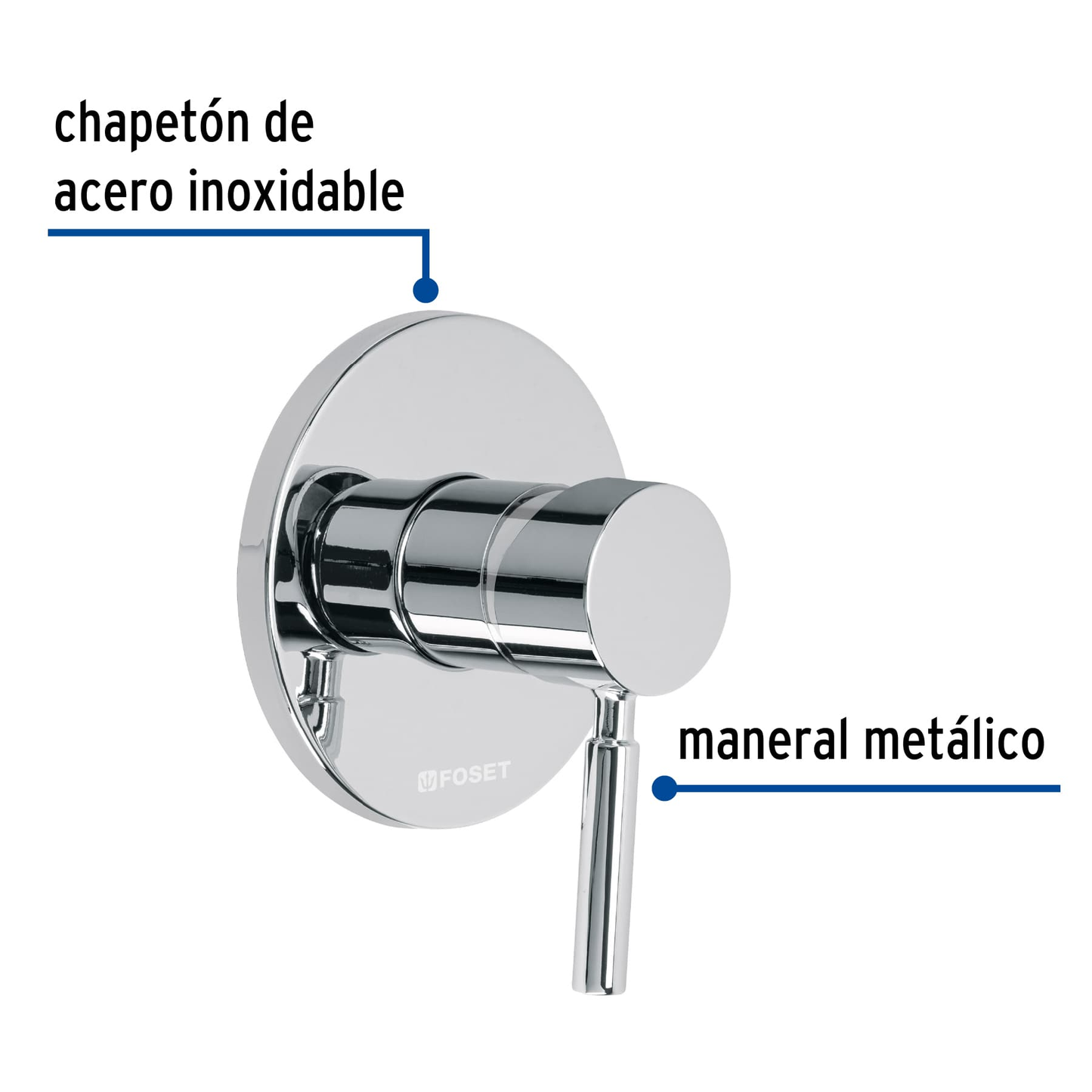 Monomando para regadera, cromo, Foset