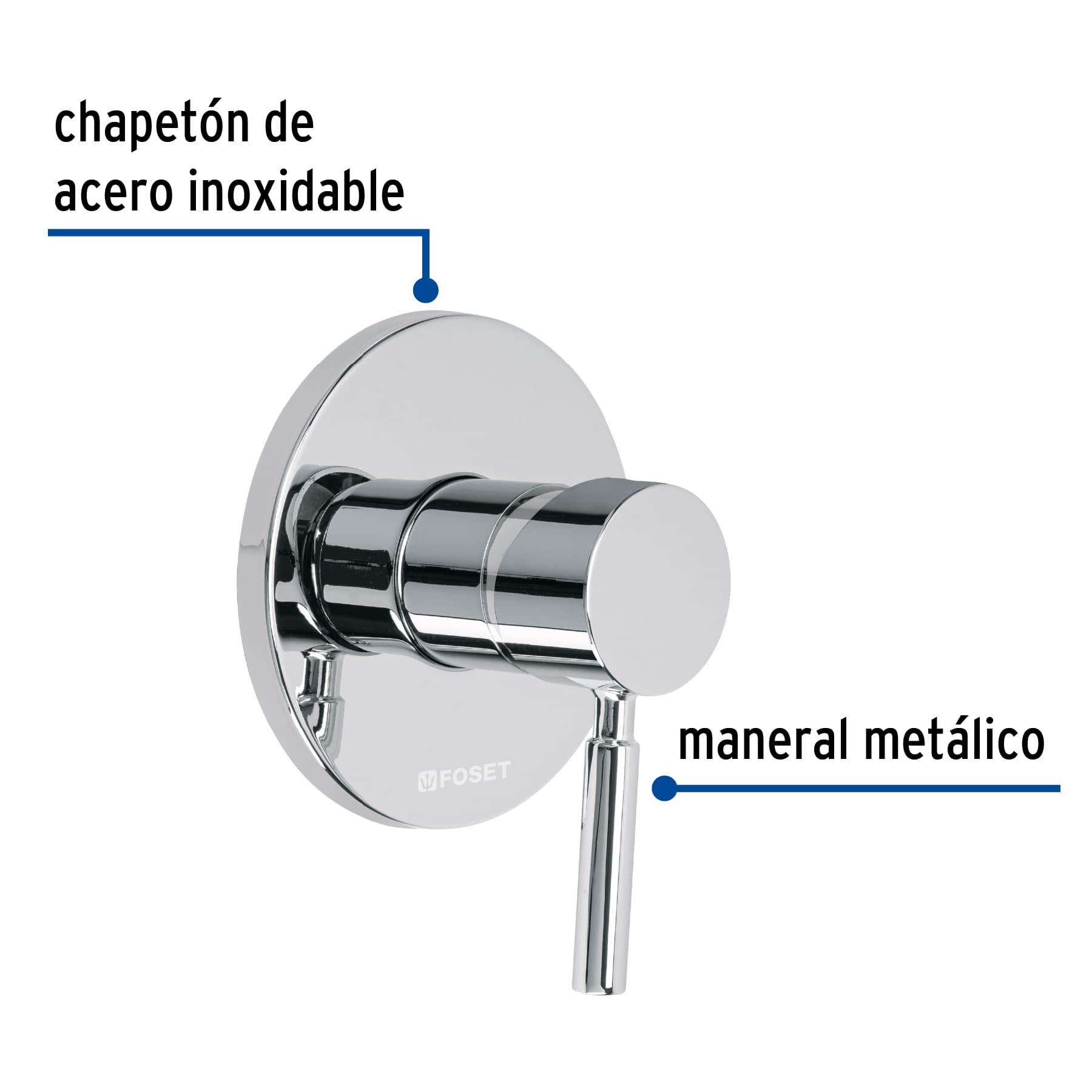 Monomando para regadera, cromo, Foset
