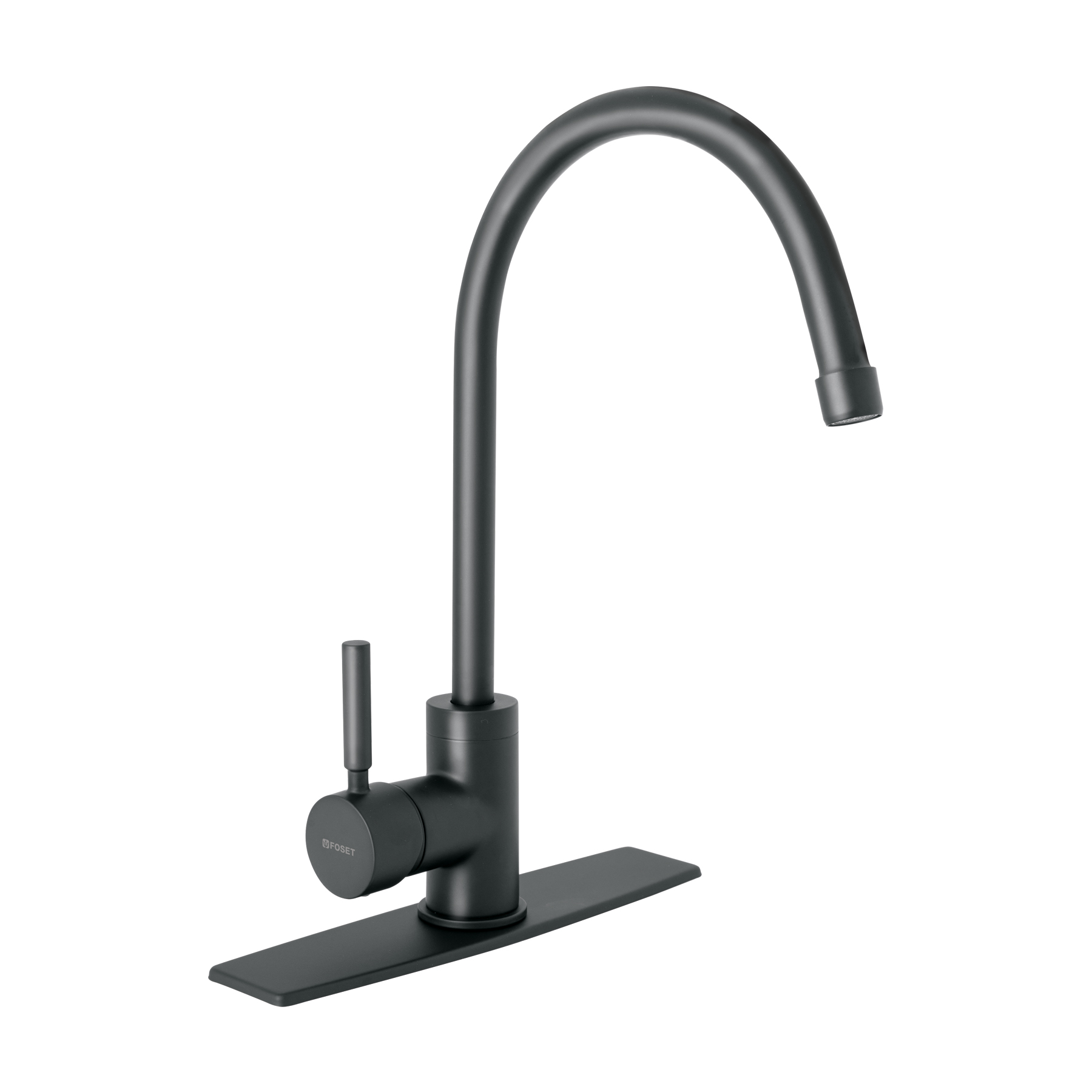 Monomando para fregadero, cuello alto, negro mate, Tubig