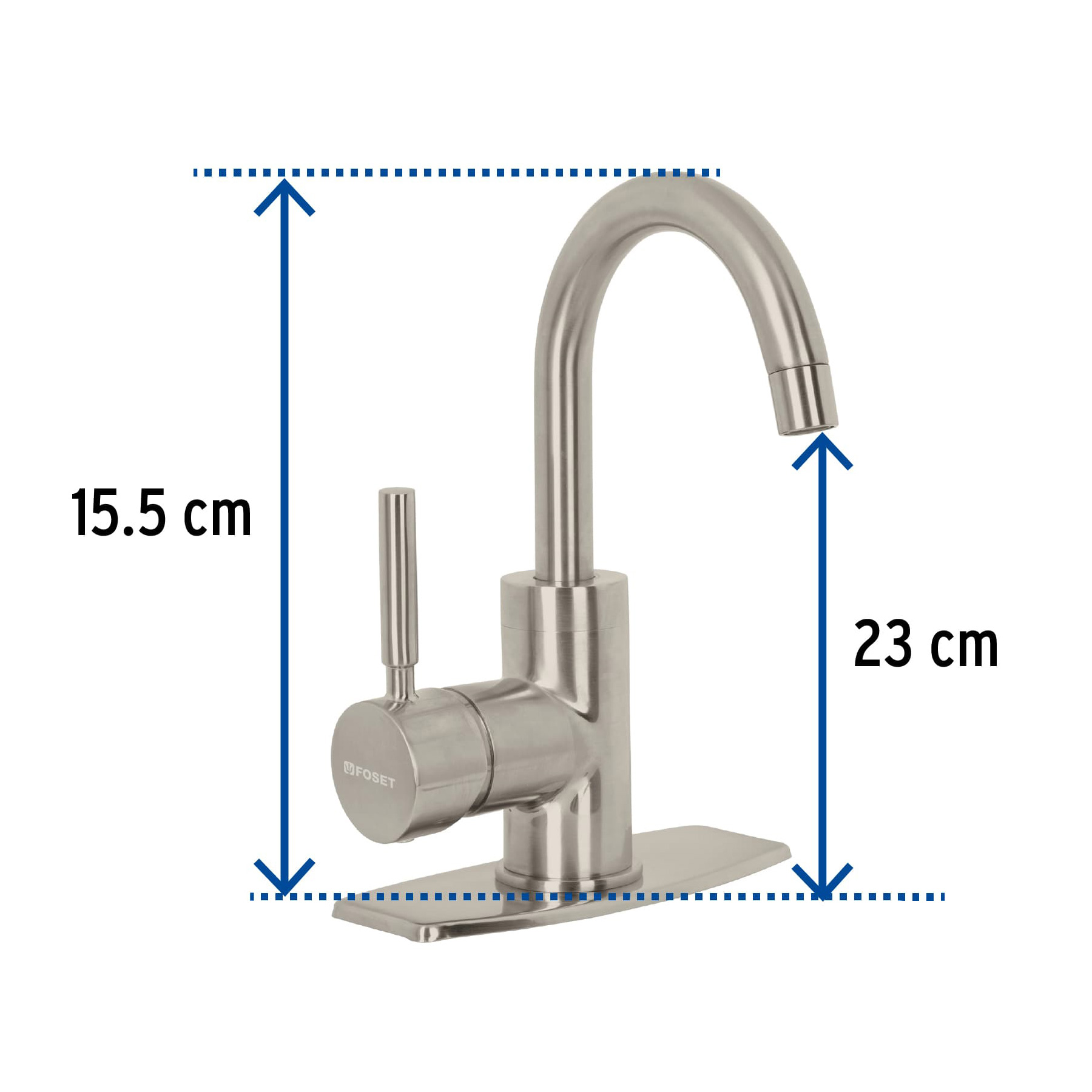 Monomando corto para lavabo, satín, Foset