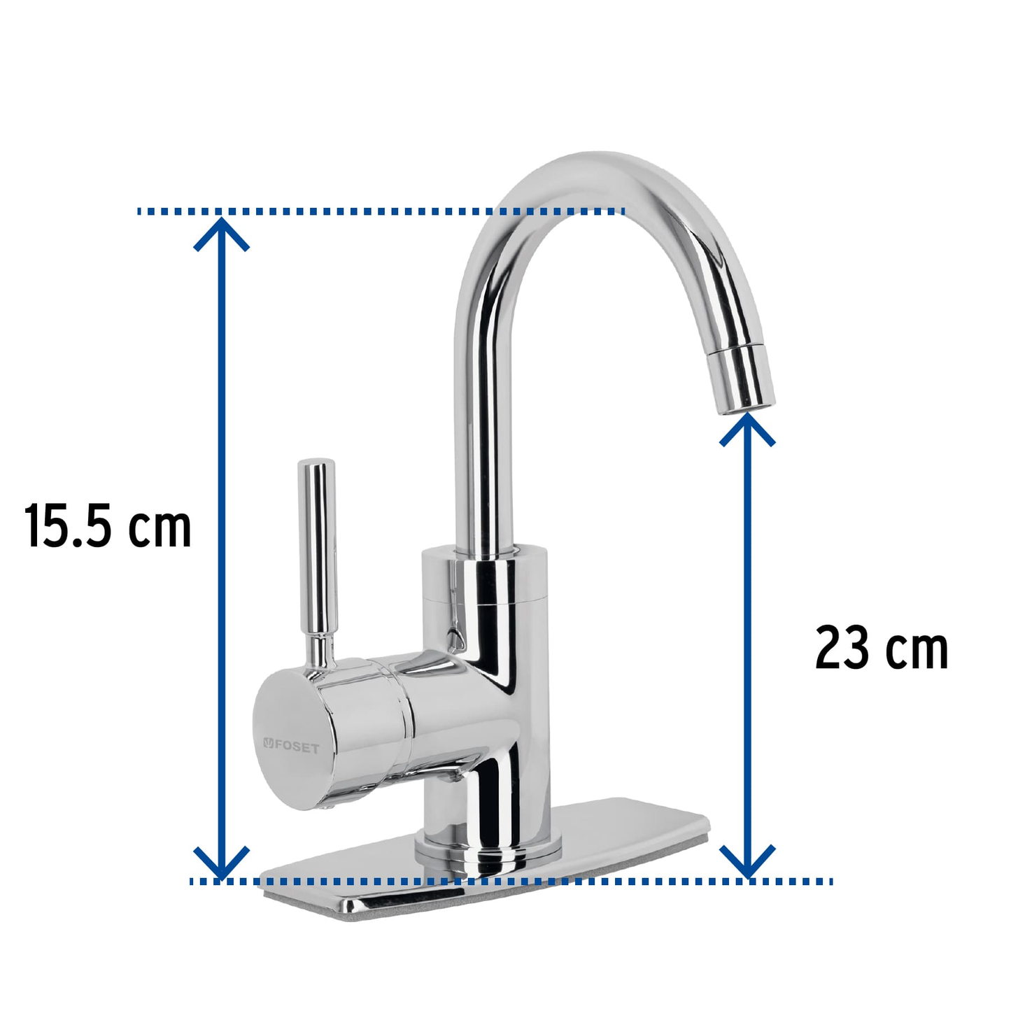 Monomando corto para lavabo, cromo, Foset