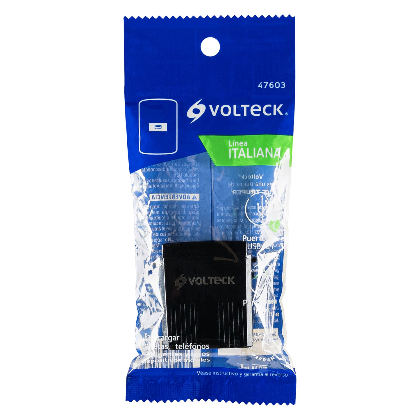 Módulo USB, línea Italiana, color negro