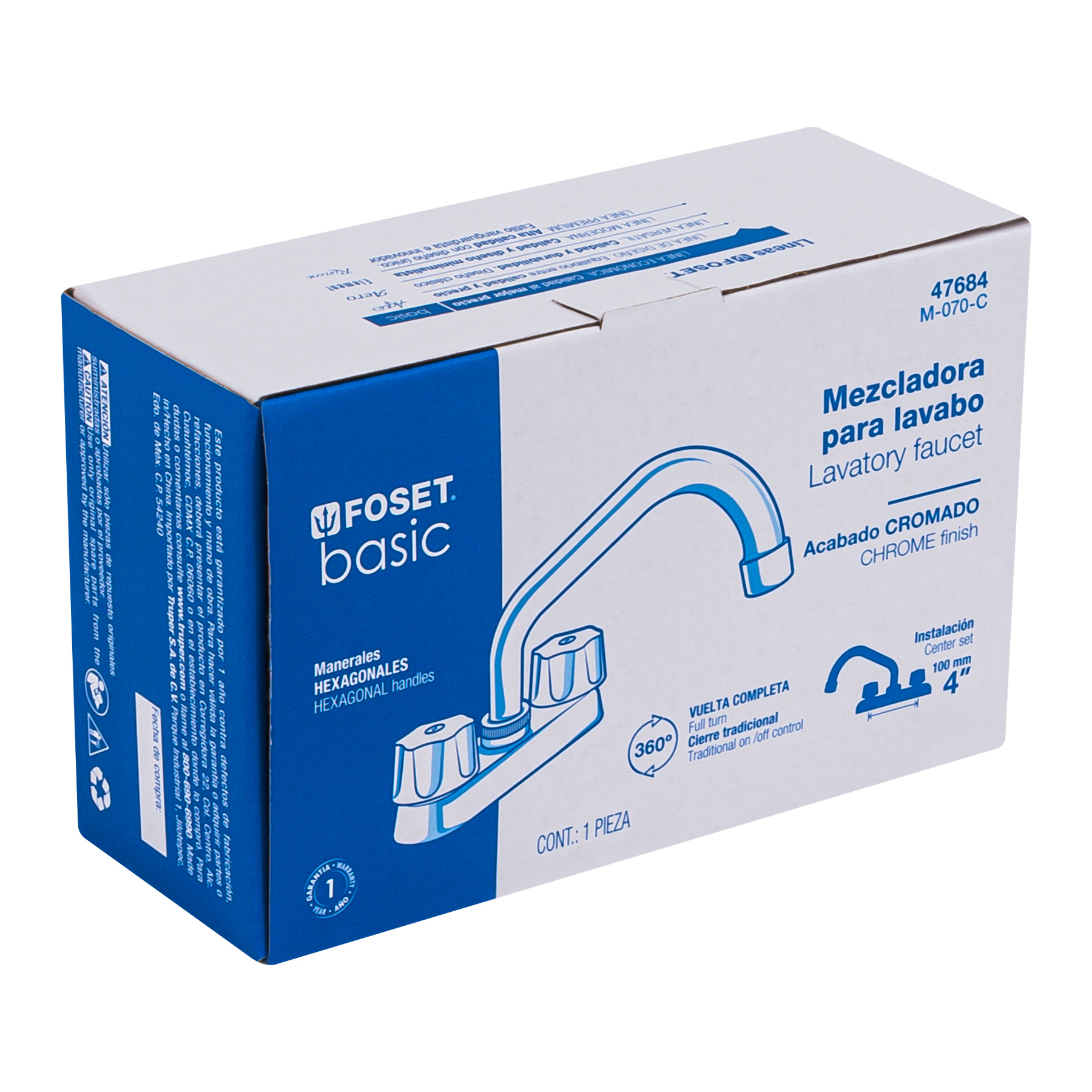 Mezcladora para lavabo, cuello tubular, compresión, Basic