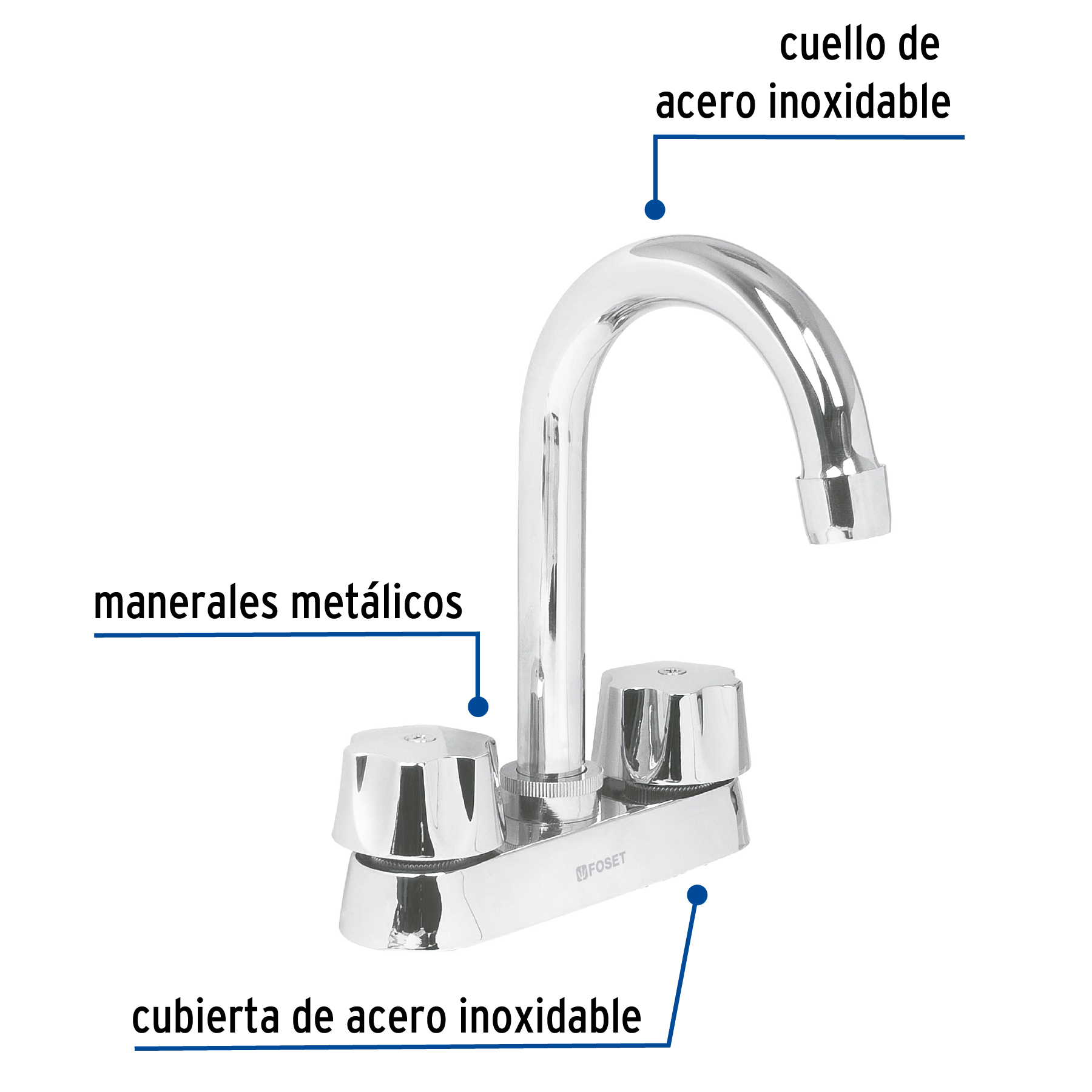 Mezcladora para lavabo, cuello bar, compresión, Basic