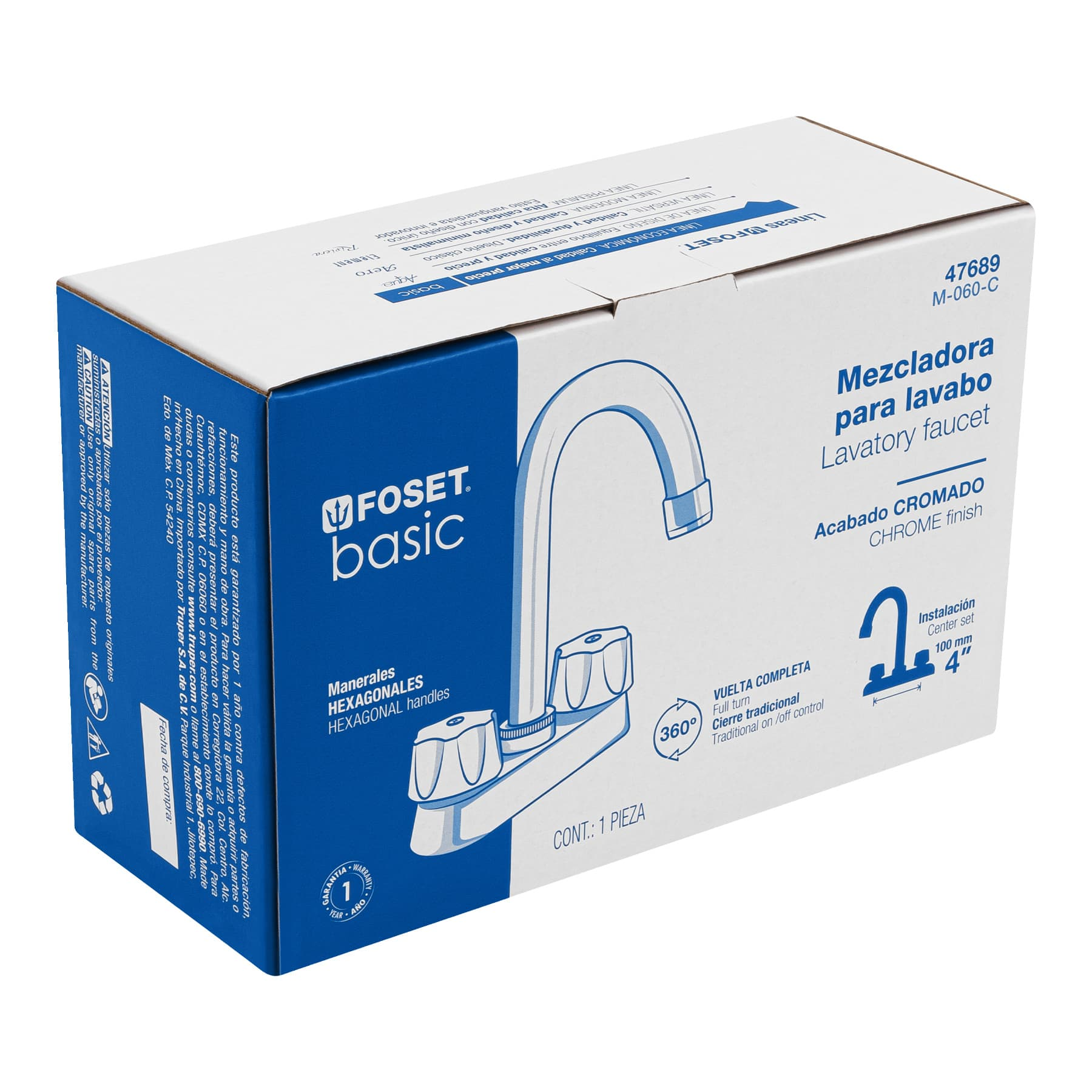 Mezcladora para lavabo, cuello bar, compresión, Basic