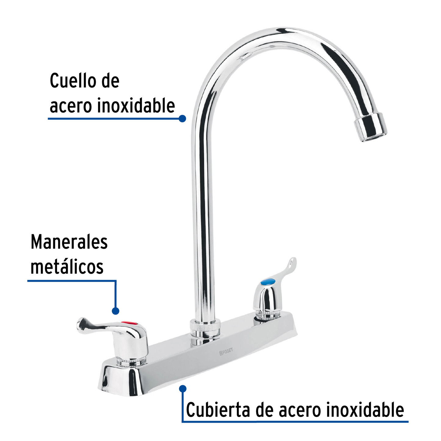 Mezcladora para fregadero, palanca, cuello curvo, Basic