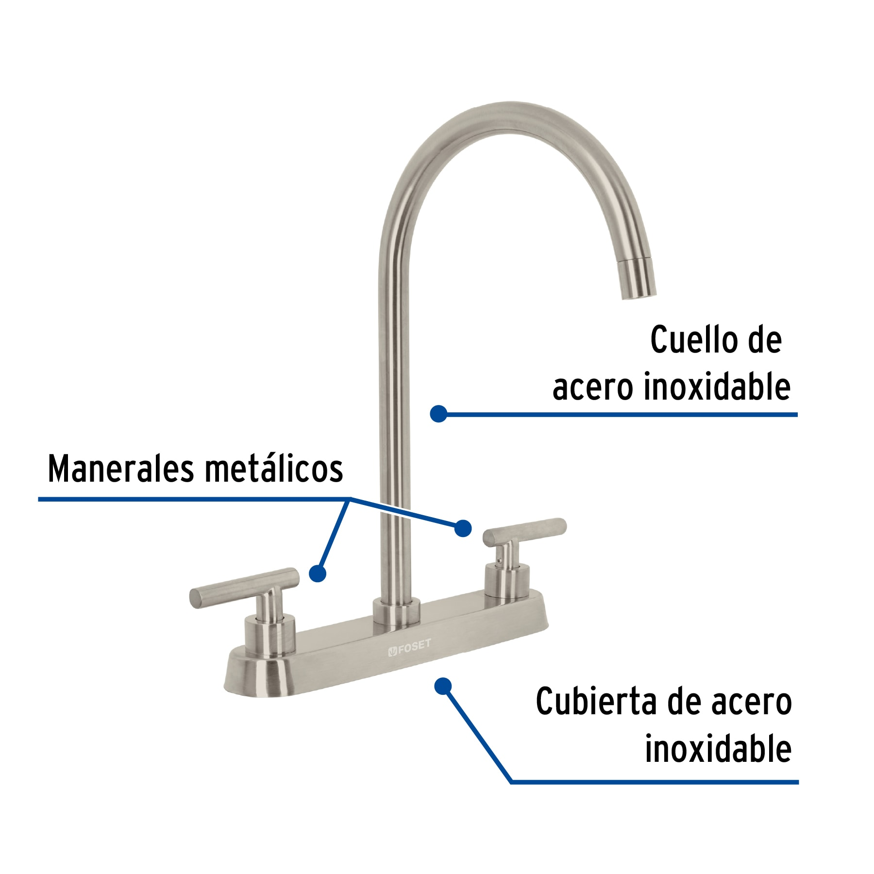Mezcladora para fregadero, manerales palanca, satín, Tubig