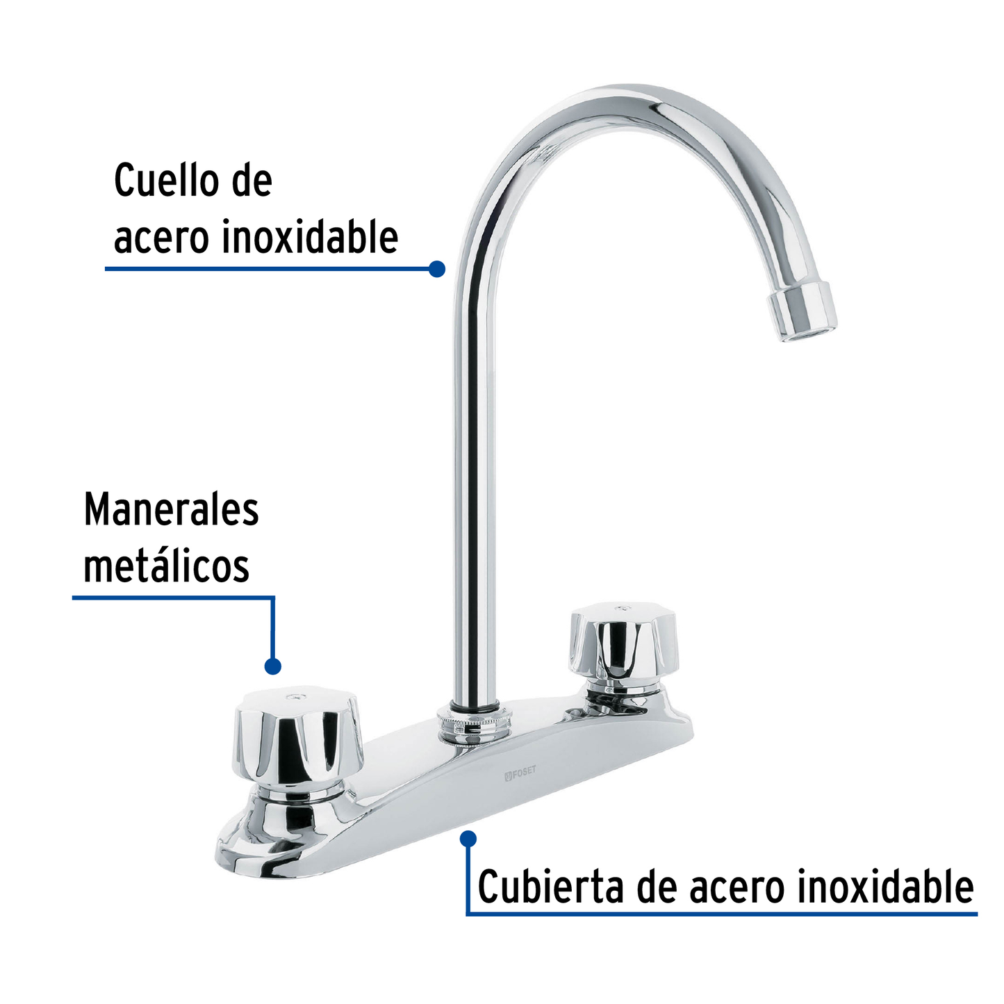 Mezcladora para fregadero, manerales hexagonal, curvo,Aqua