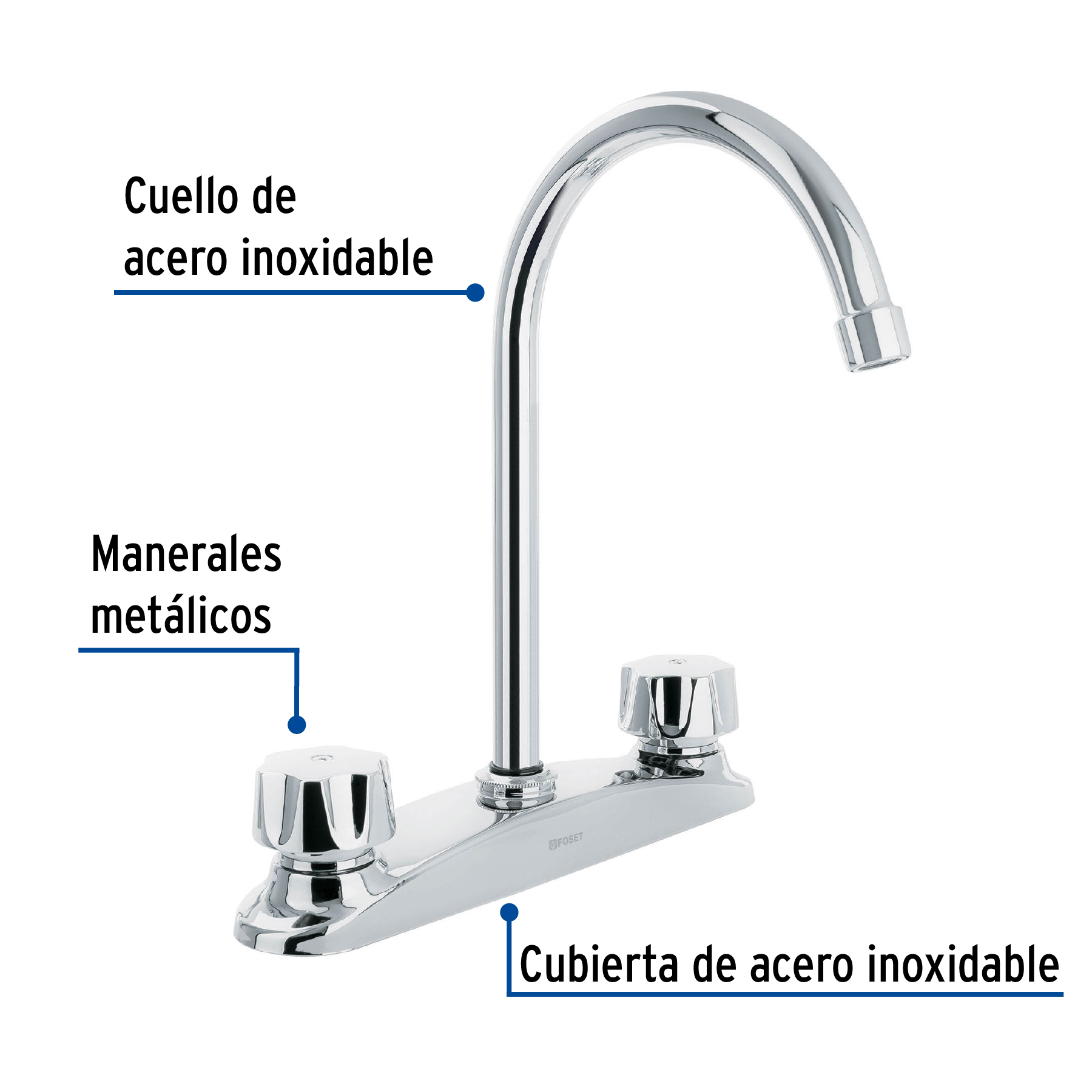Mezcladora para fregadero, manerales hexagonal, curvo,Aqua