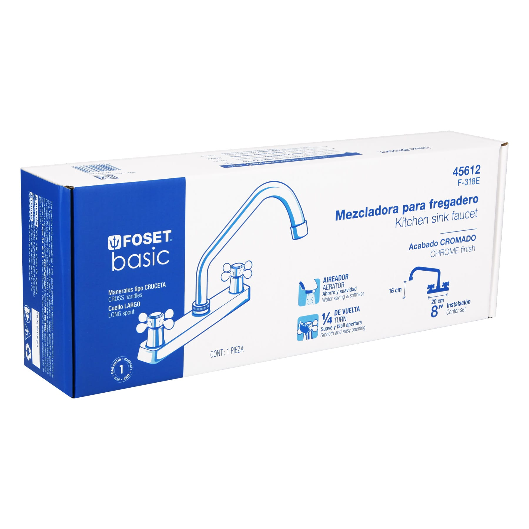 Mezcladora para fregadero, manerales cruceta, Basic