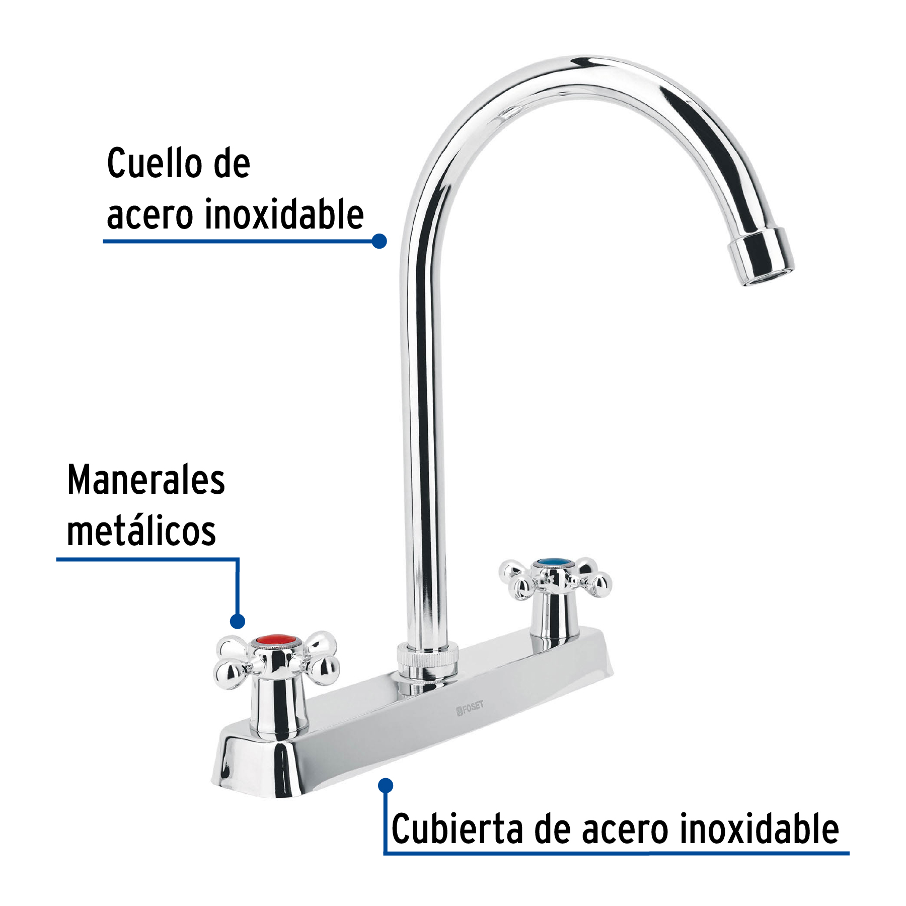 Mezcladora para fregadero, cruceta, cuello curvo,Basic