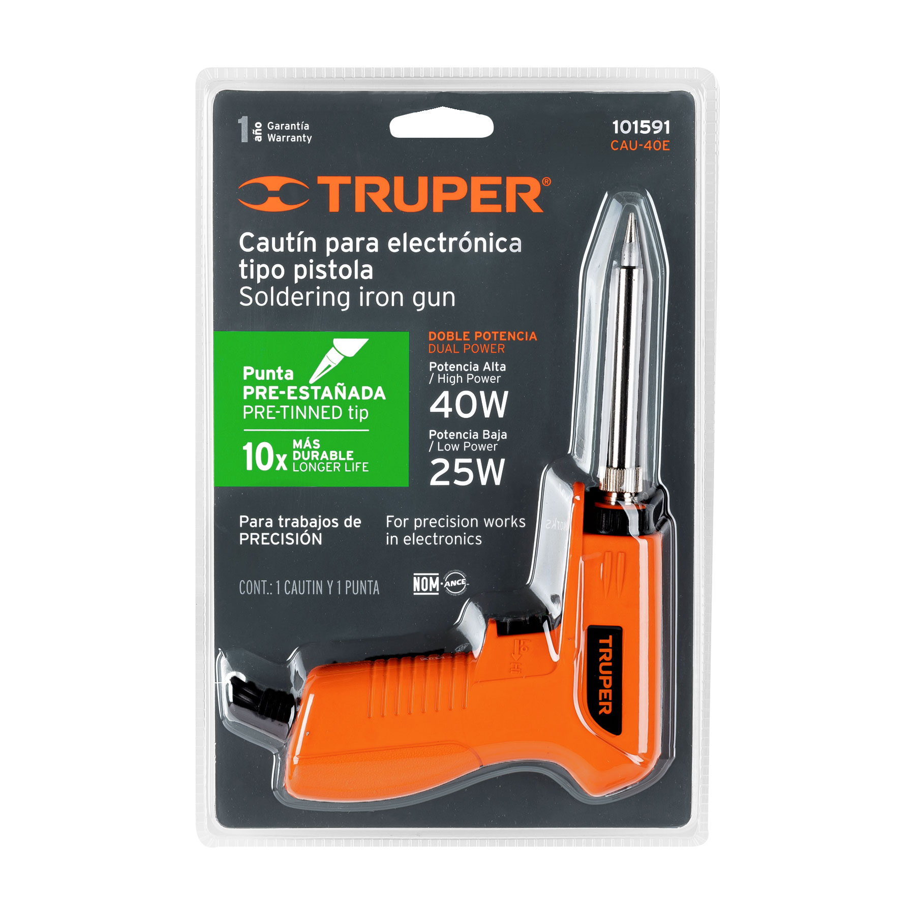 Cautín profesional 40 Watts tipo pistola para electrónica