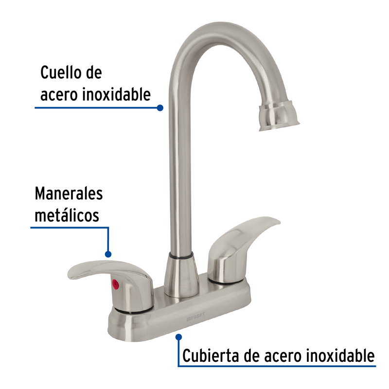 Mezcladora p/lavabo,manerales palanca,tipo bar,satín,Aqua