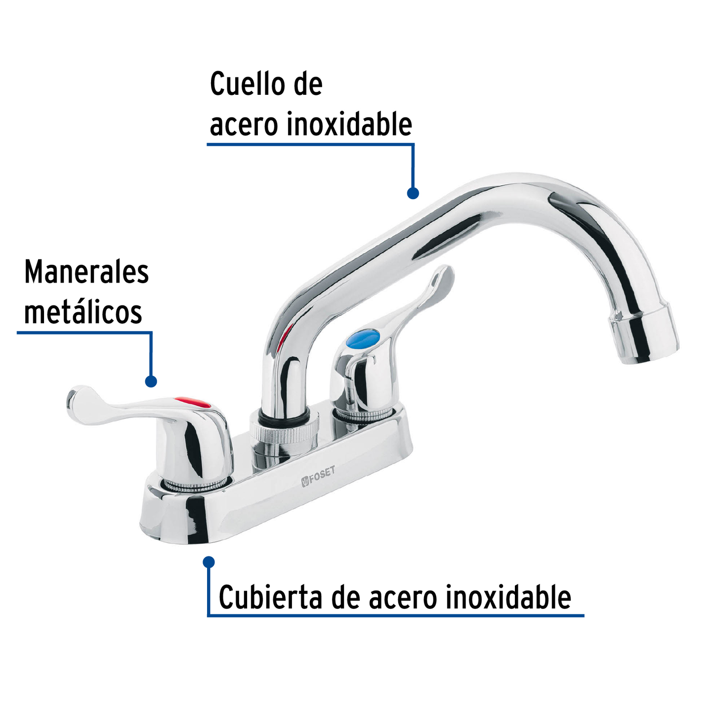 Mezcladora p/lavabo,manerales palanca,cuello tubular,Basic