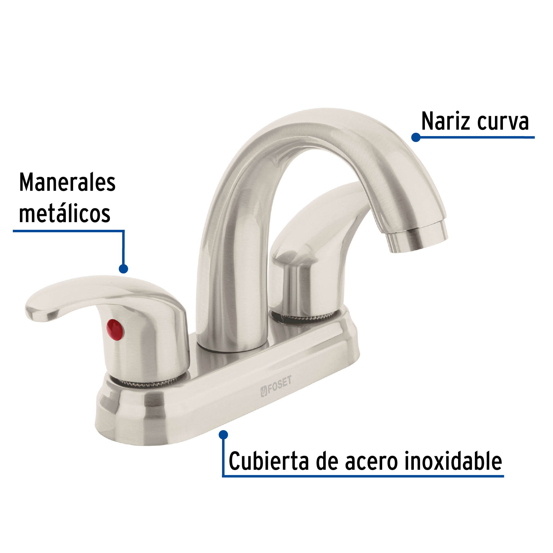 Mezcladora p/lavabo,manerales palanca,cuello alto,satín, Aqu