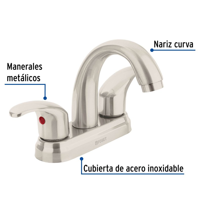Mezcladora p/lavabo,manerales palanca,cuello alto,satín, Aqu