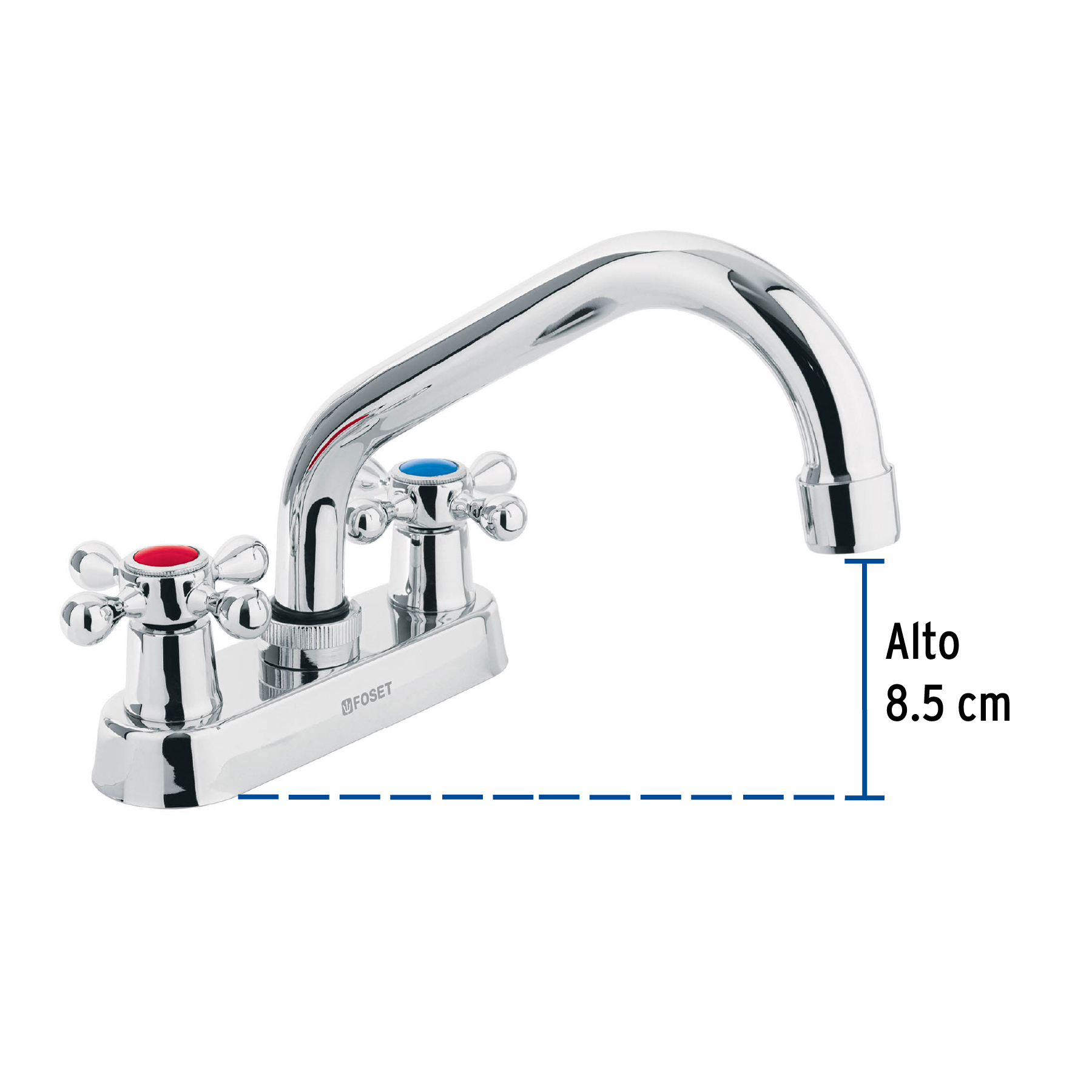 Mezcladora p/lavabo,manerales cruceta,cuello tubular,Basic