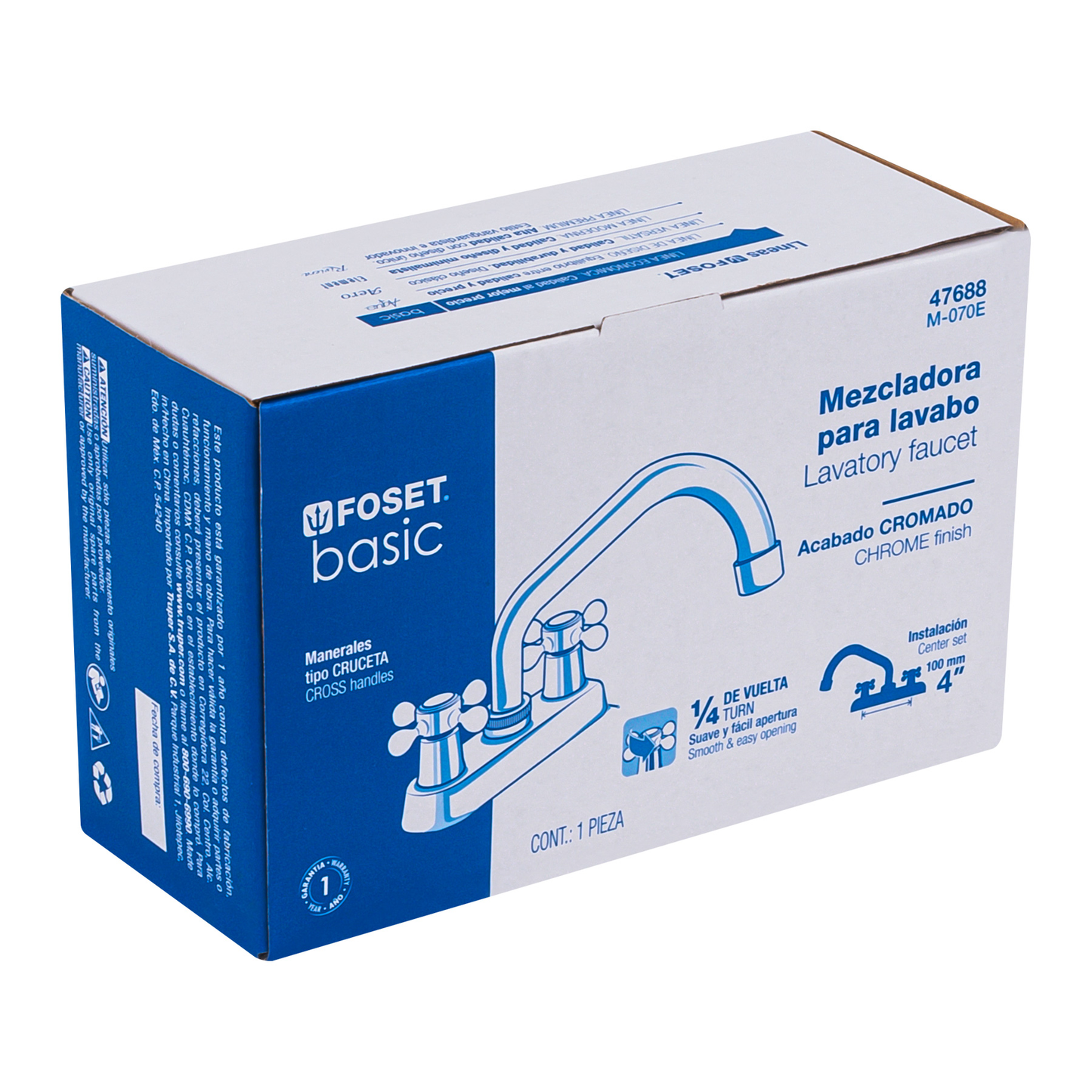 Mezcladora p/lavabo,manerales cruceta,cuello tubular,Basic