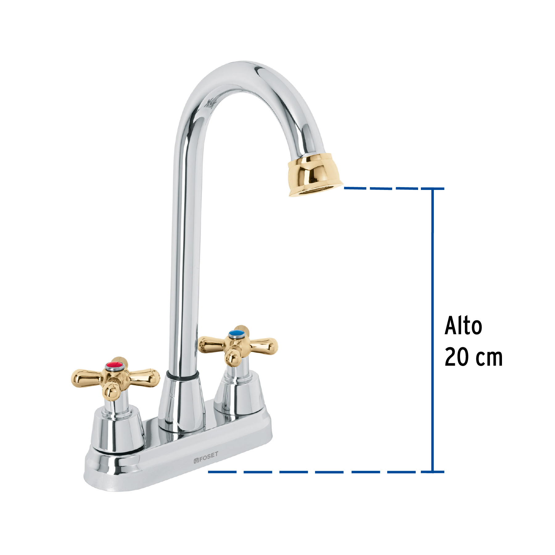 Mezcladora p/lavabo,manerales cruceta, tipo bar, oro, Aqua