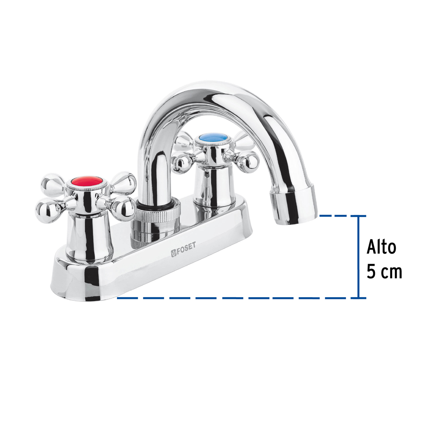 Mezcladora p/lavabo,manerales cruceta, cuello curvo, Basic