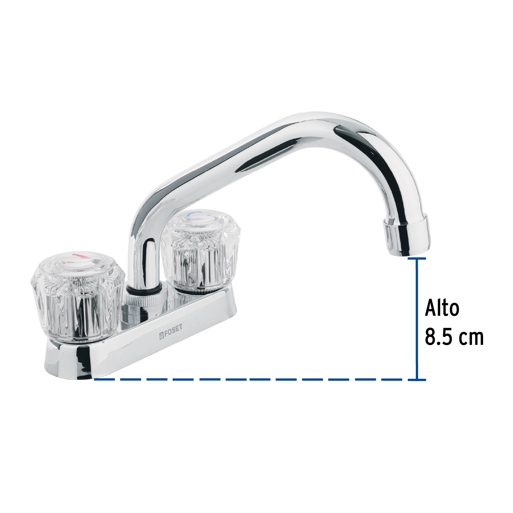 Mezcladora p/lavabo,manerales acrilico,cuello tubular,Basic