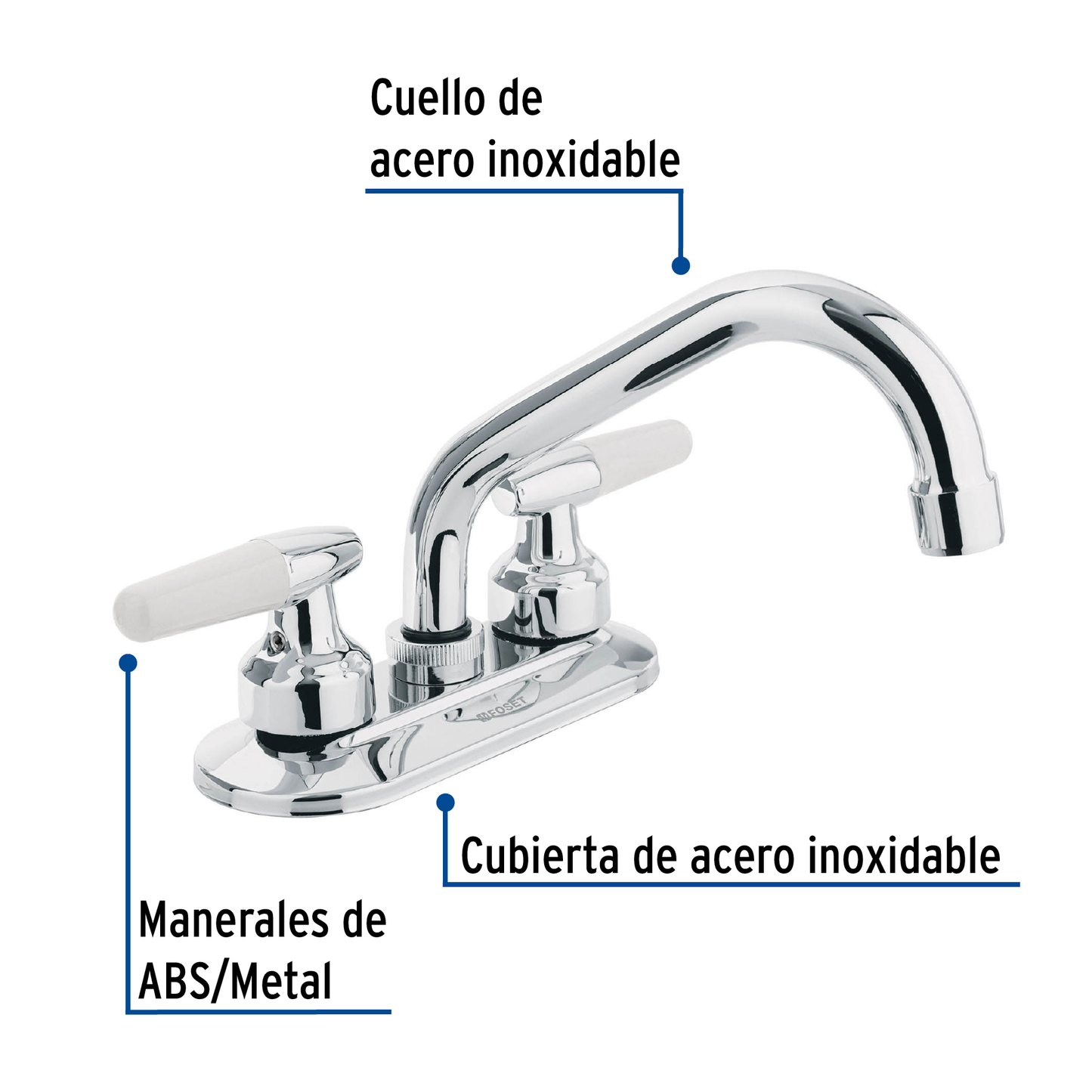 Mezcladora p/lavabo,man blanco palanca,cuello tubular,Basic