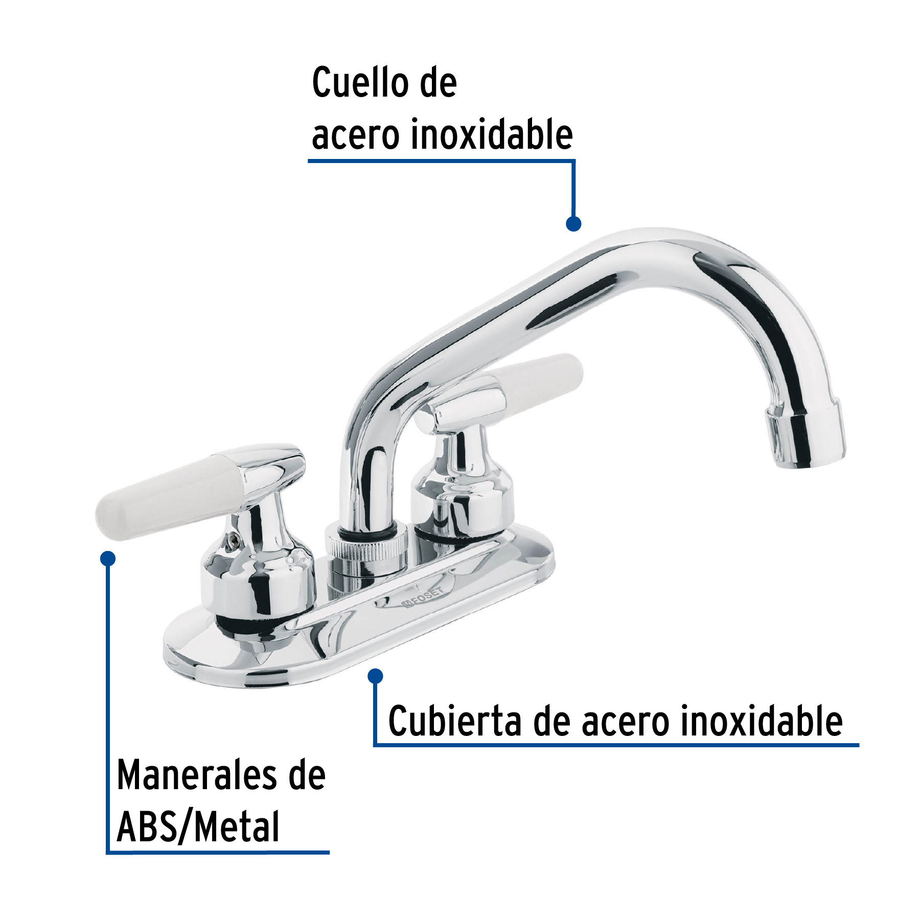 Mezcladora p/lavabo,man blanco palanca,cuello tubular,Basic