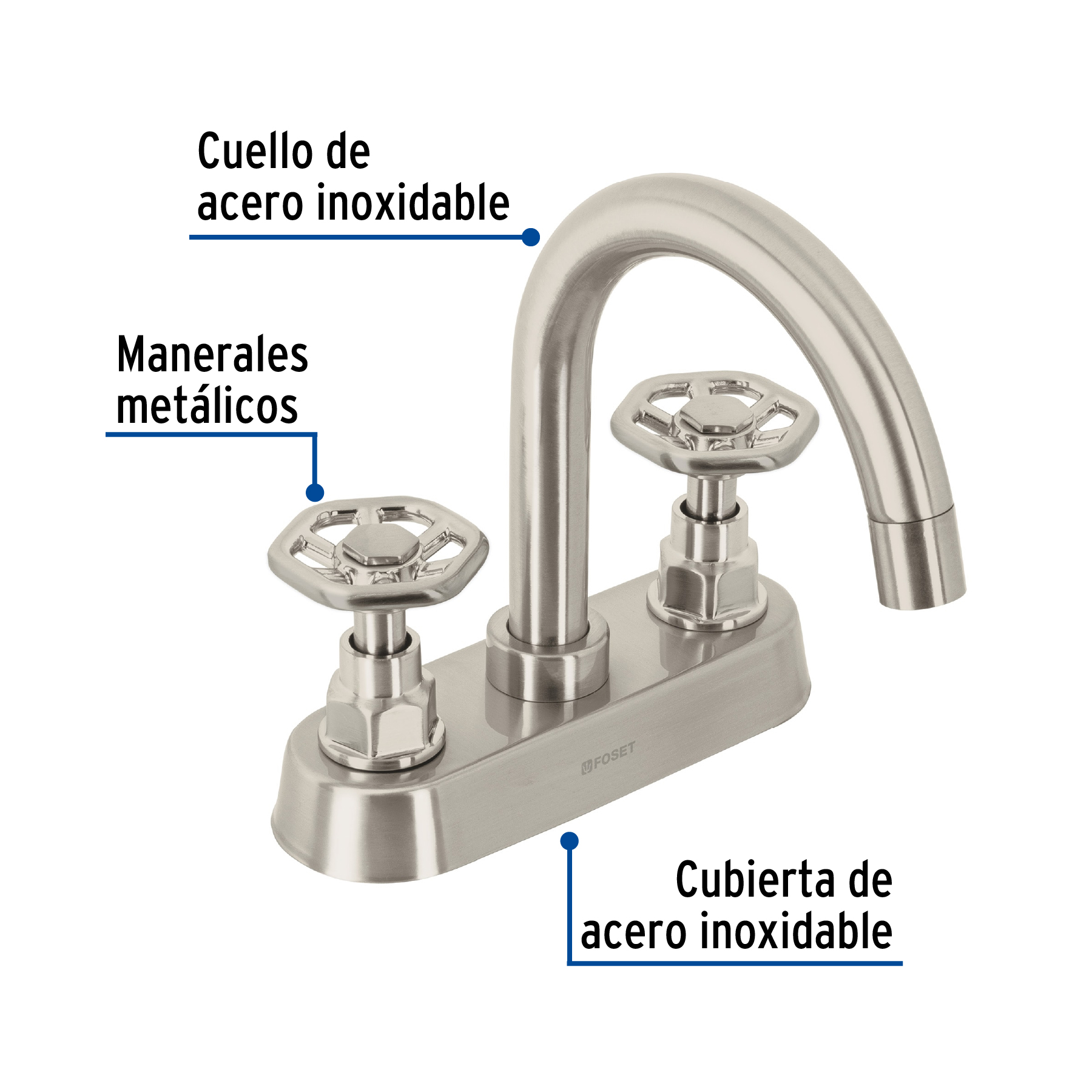 Mezcladora p/lavabo, bar, manerales redondos, satín, Tubig