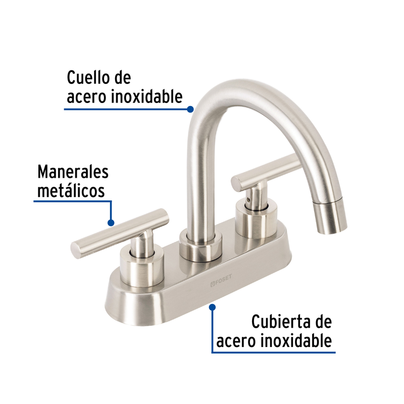 Mezcladora p/lavabo, bar, manerales palanca, satín, Tubig