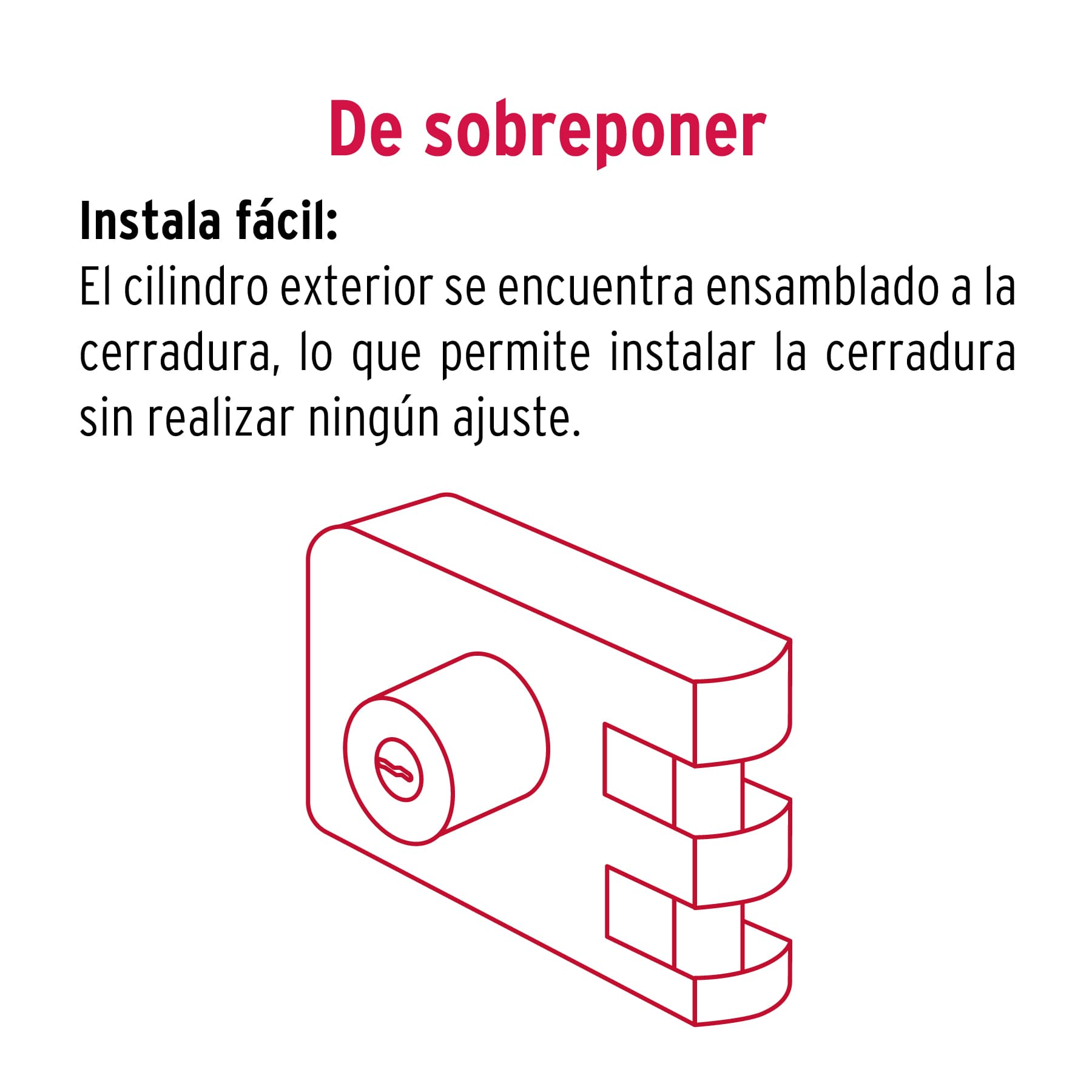 Cerradura sobreponer, puerta corrediza, instala-fácil, izq.