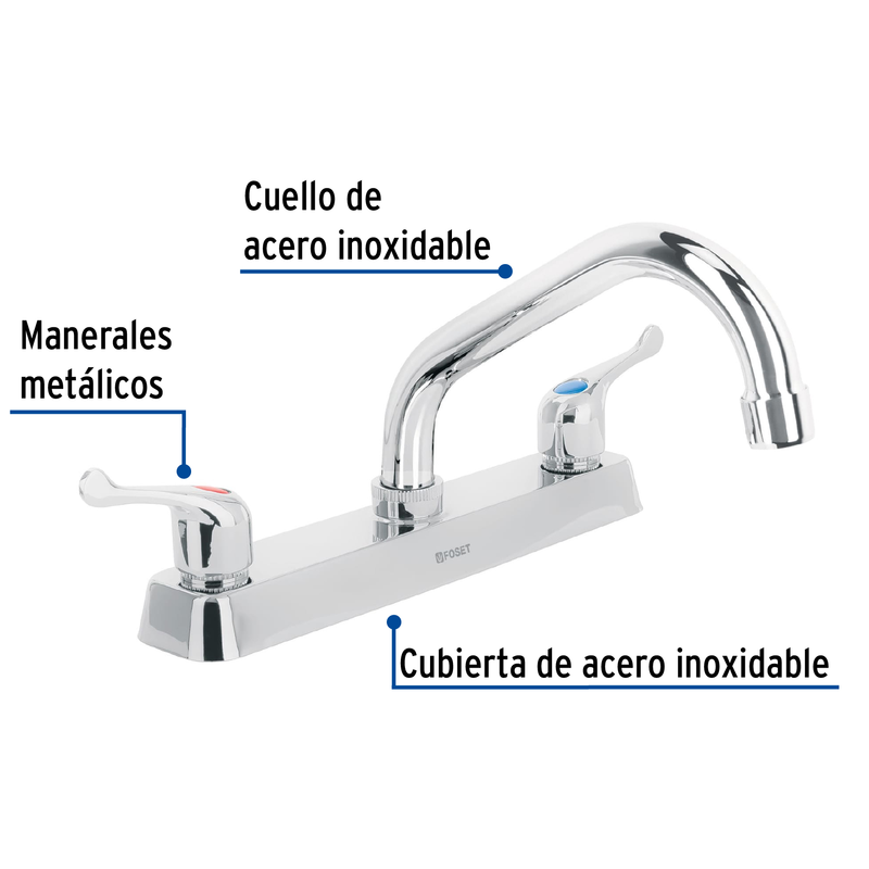 Mezcladora p/fregadero,manerales palanca,cuello corto,Basic