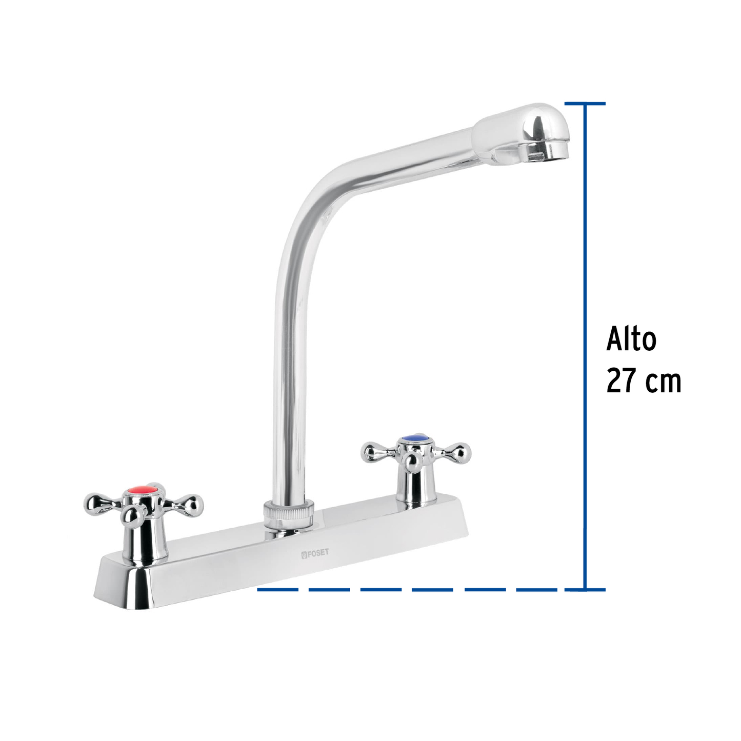 Mezcladora p/fregadero,manerales cruceta,cuello cobra,Basic
