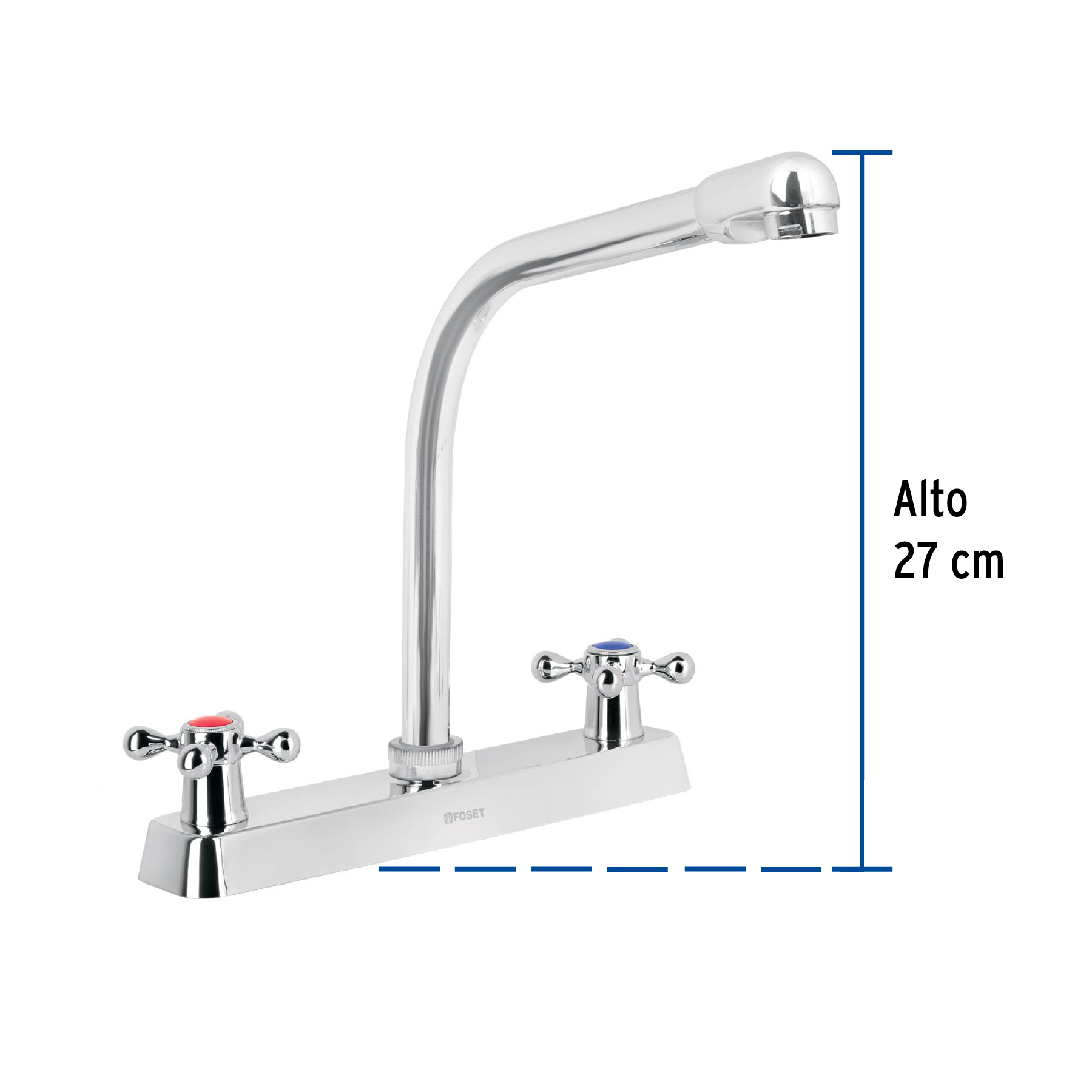 Mezcladora p/fregadero,manerales cruceta,cuello cobra,Basic