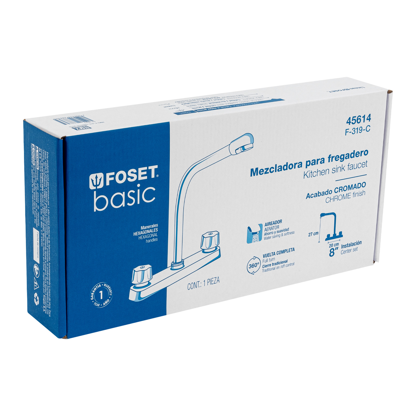 Mezcladora p/fregadero,hexagonal, cobra, compresión,Basic