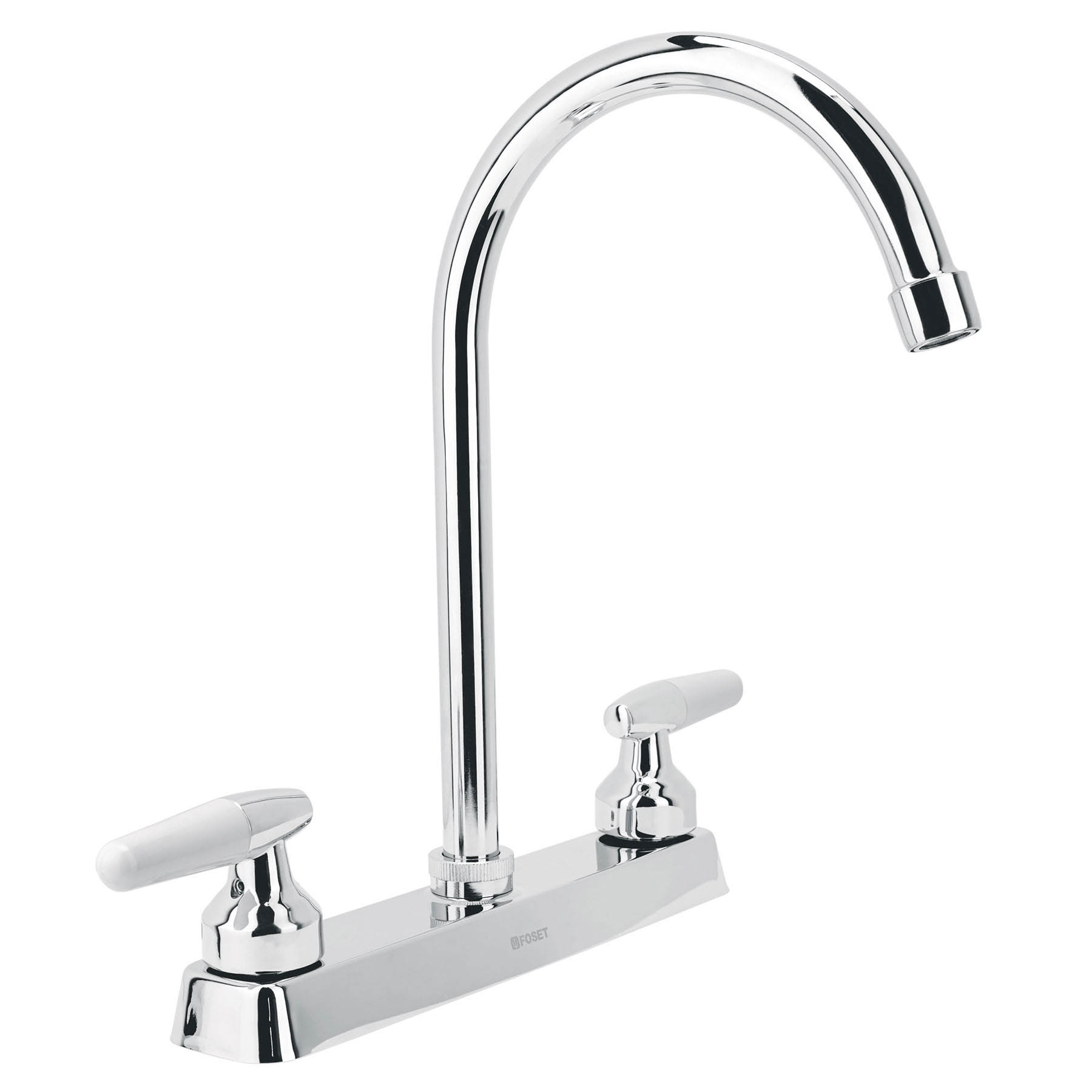 Mezcladora p/fregadero, manerales hex, cuello curvo,Basic