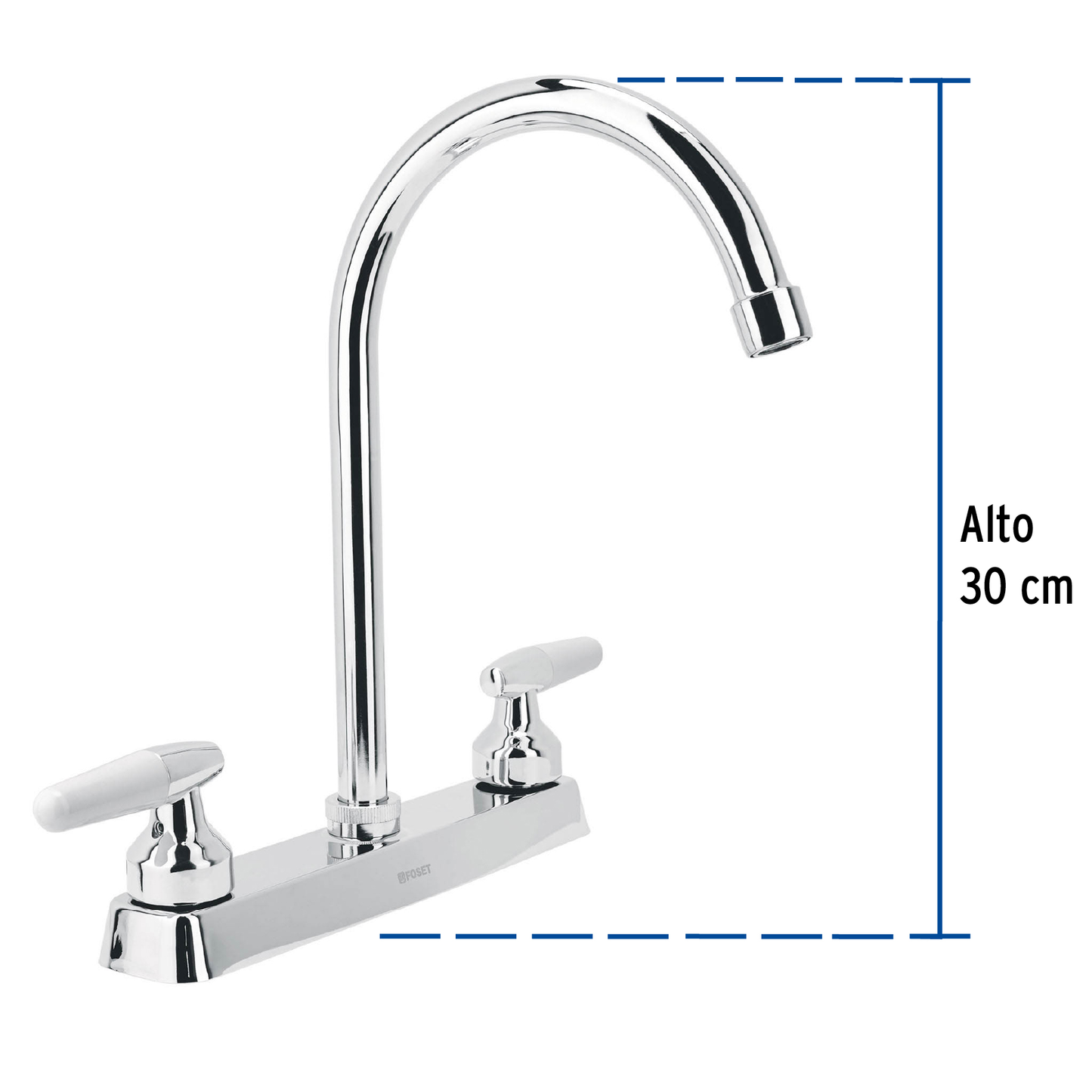 Mezcladora p/fregadero, manerales hex, cuello curvo,Basic