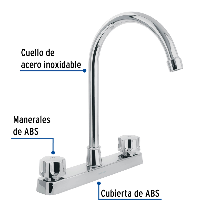 Mezcladora de ABS p/fregadero, cuello alto, estándar,Basic