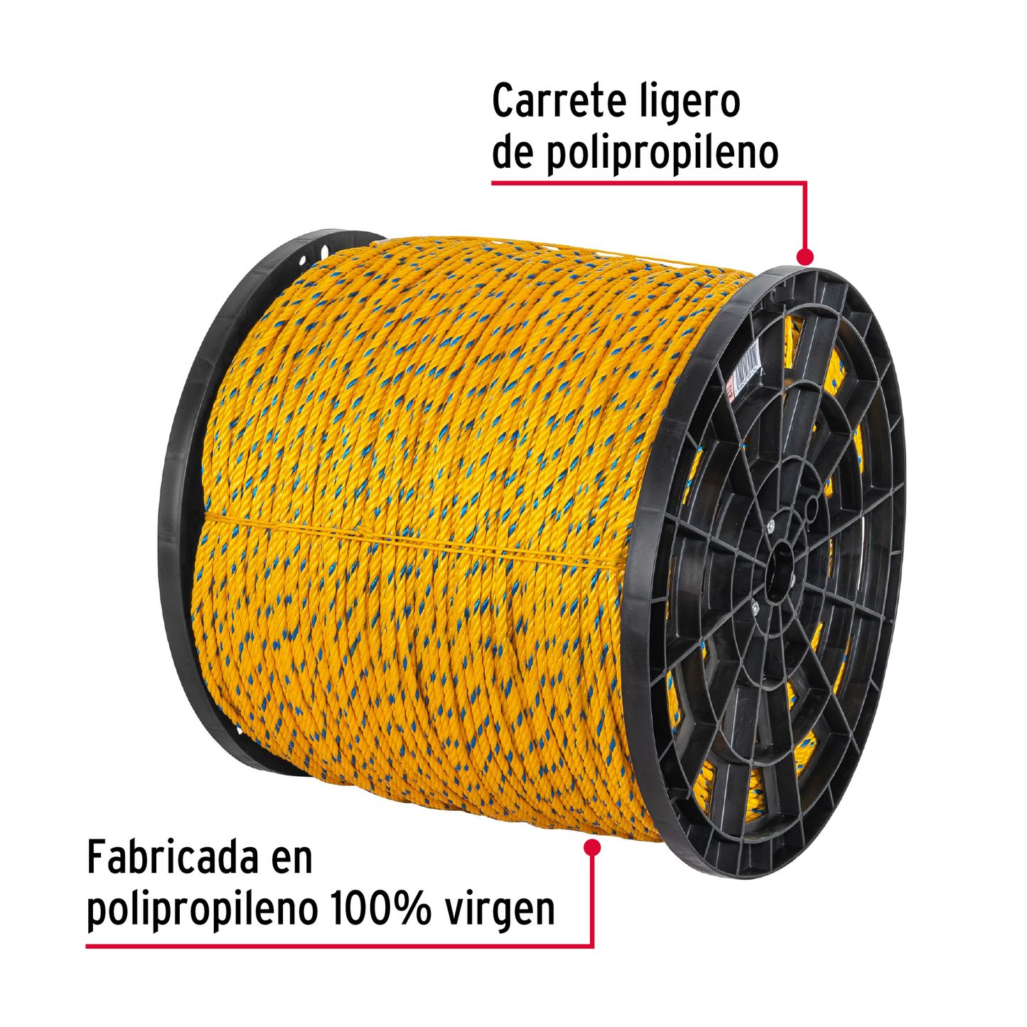 Metro de cuerda amarilla de 6mm en rollo de 920m