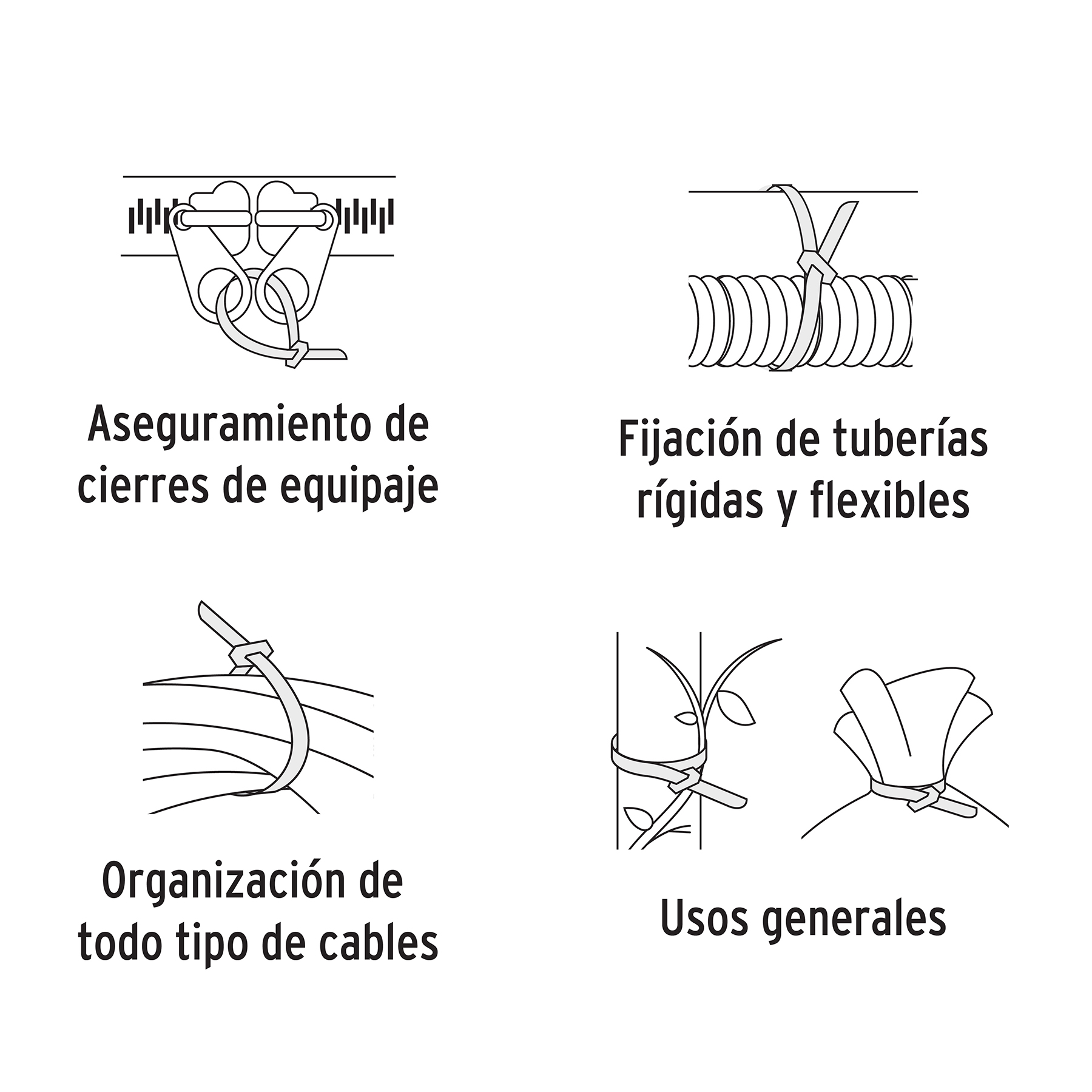Cincho de acero inoxidable 20 cm, 200 lb, 10 pzas