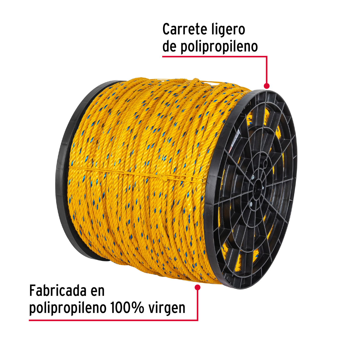 Metro de cuerda amarilla de 10mm en rollo de 440m