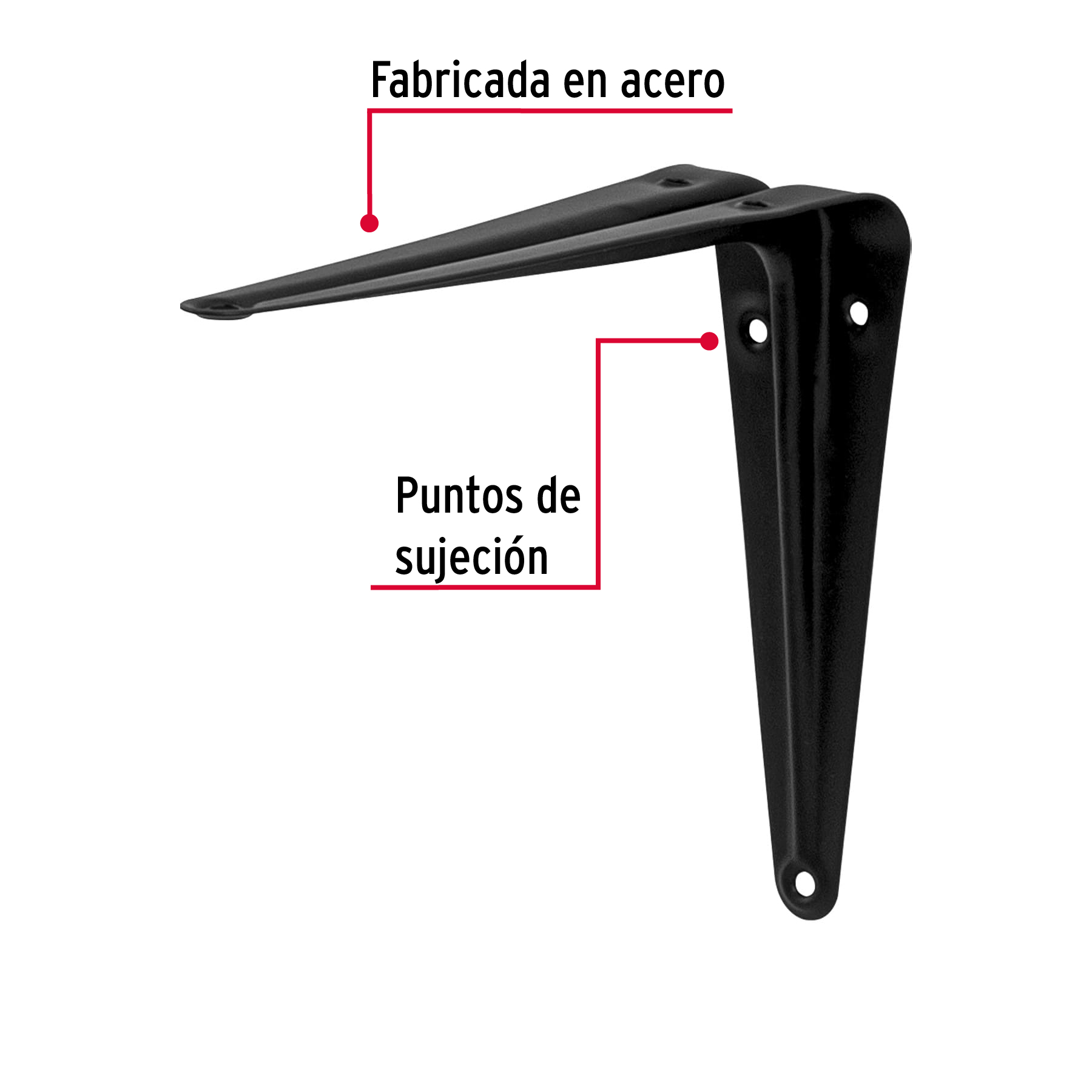 Ménsulas de acero, 5 x 6", negras (pieza)