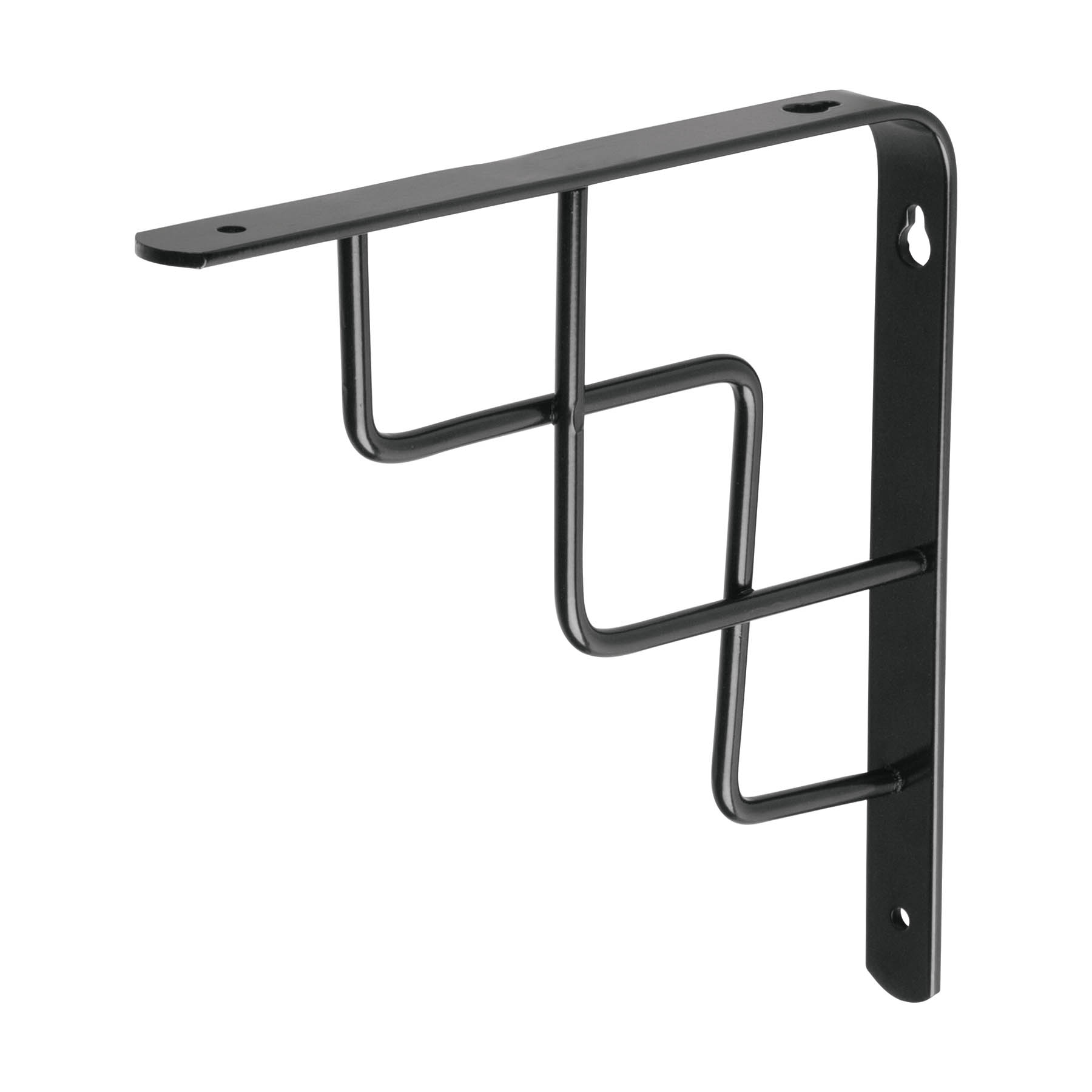 Ménsula reforzada negra diseño escalera, 8 x 8'